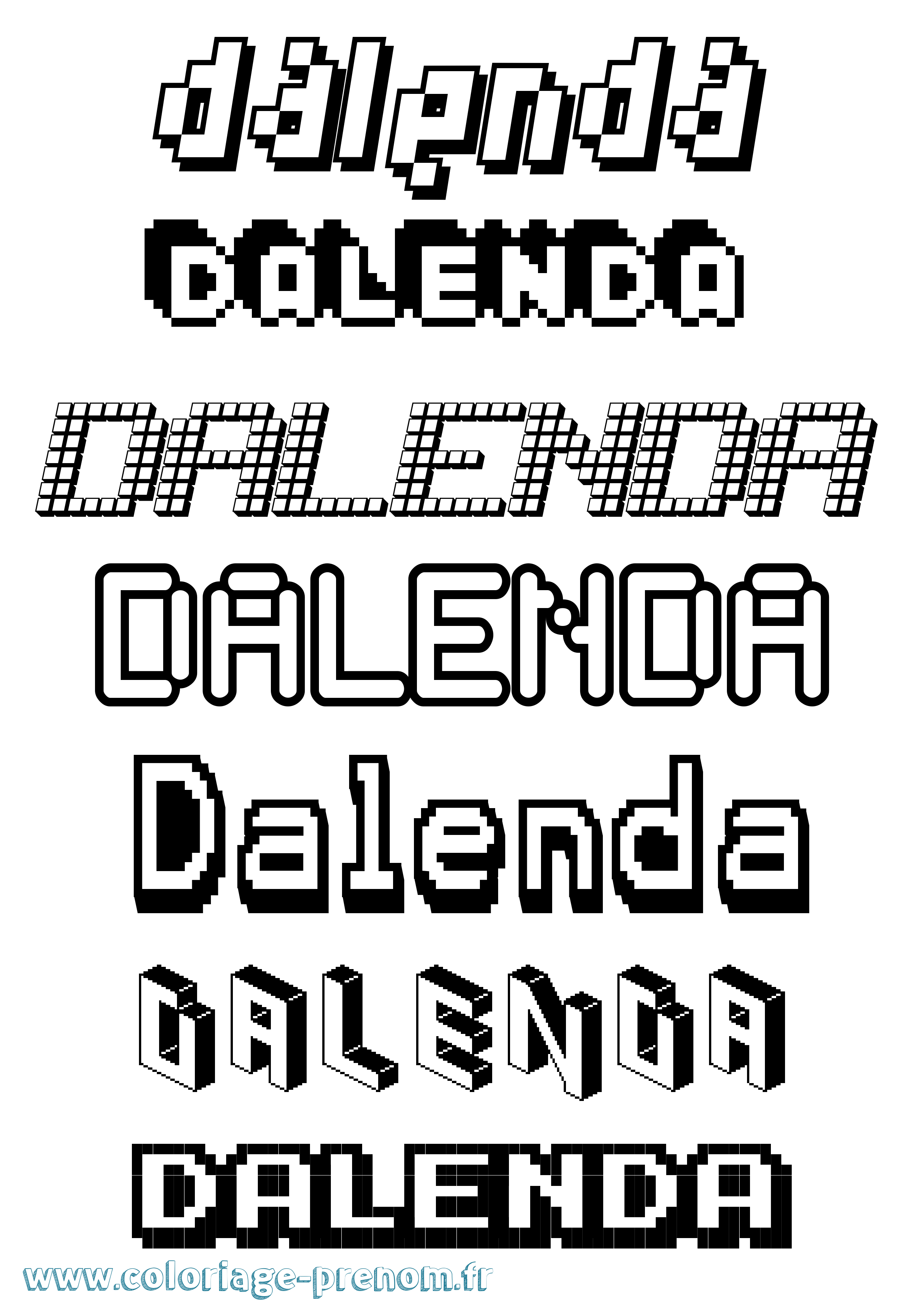 Coloriage prénom Dalenda Pixel