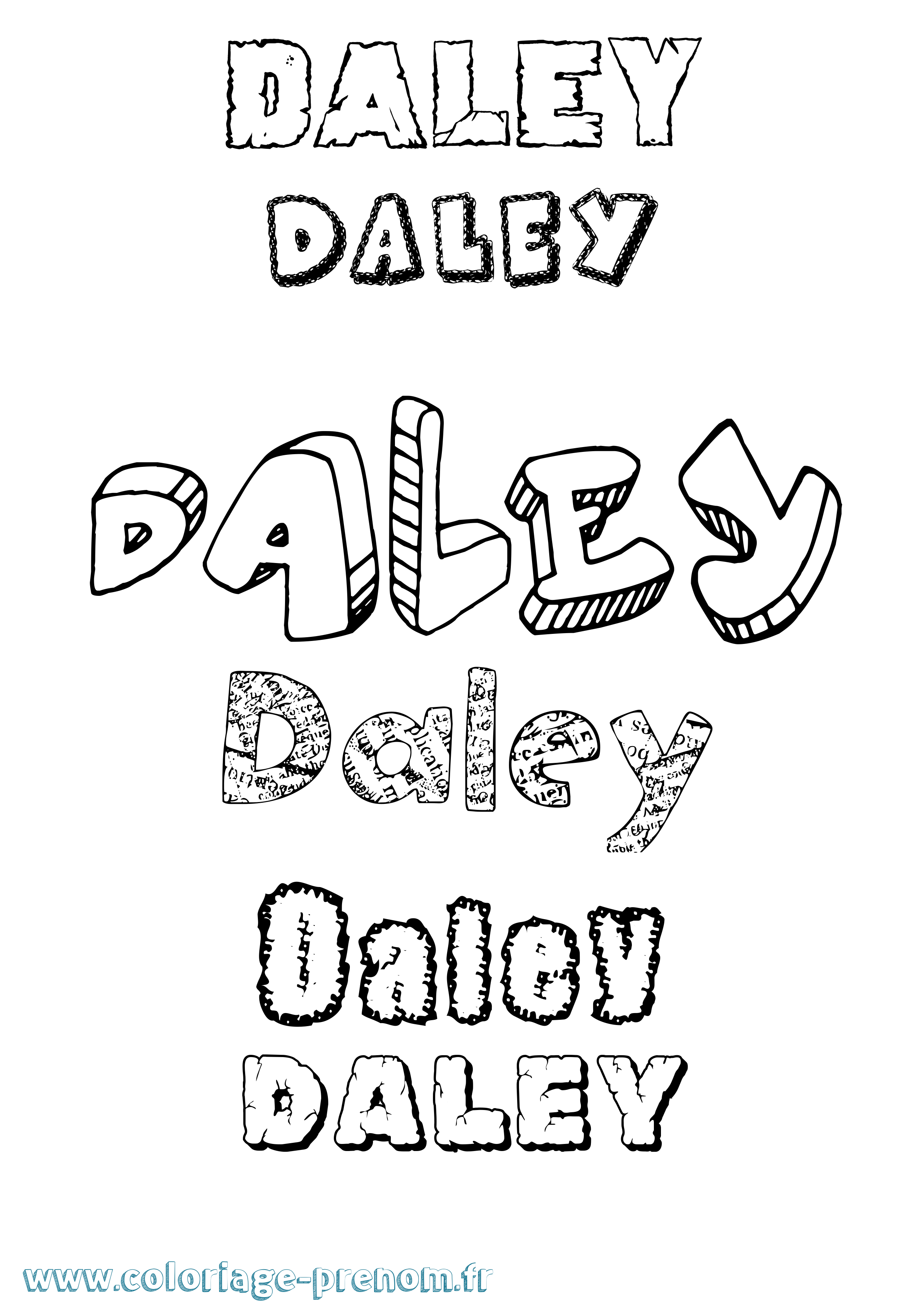 Coloriage prénom Daley Destructuré