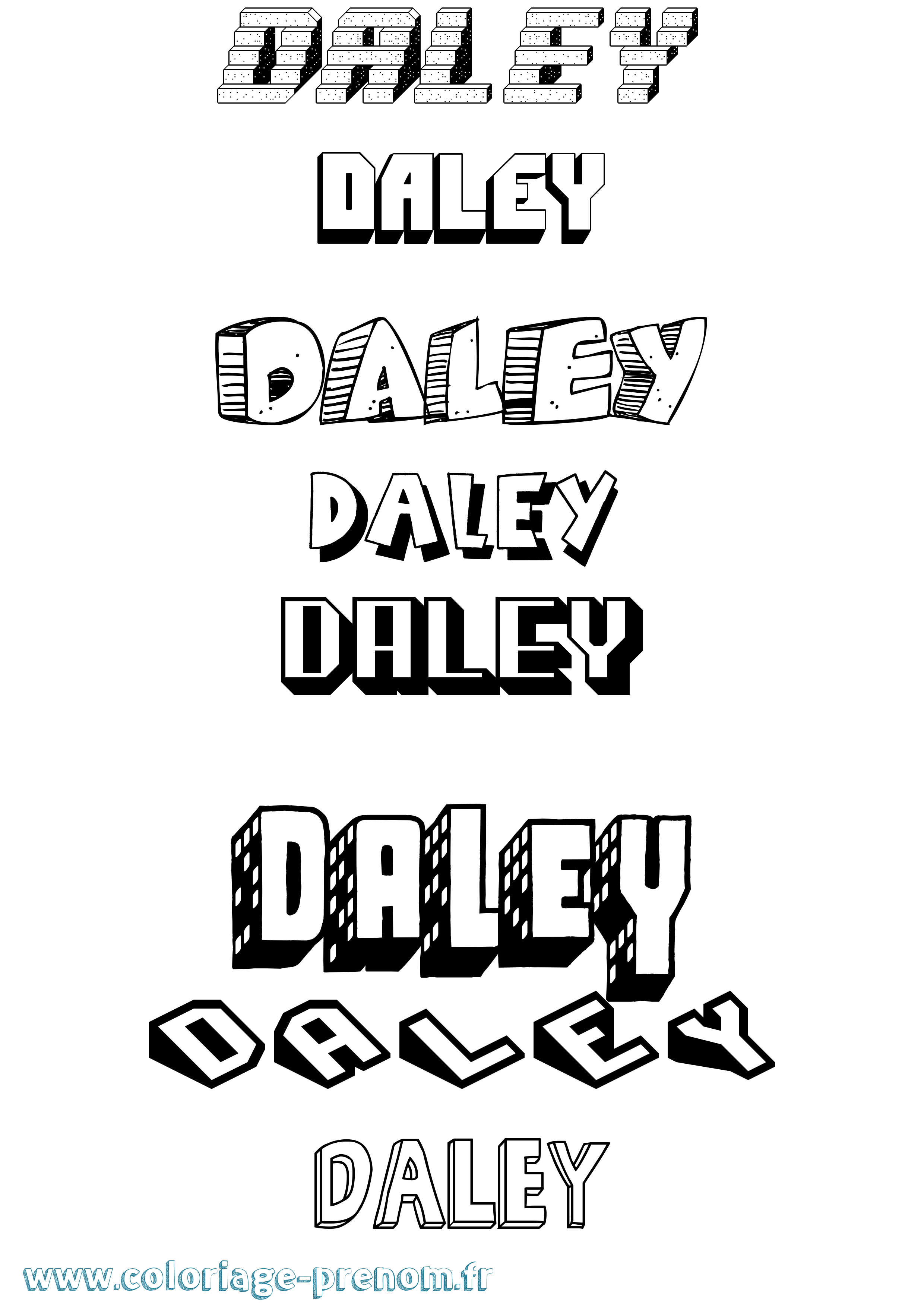 Coloriage prénom Daley Effet 3D