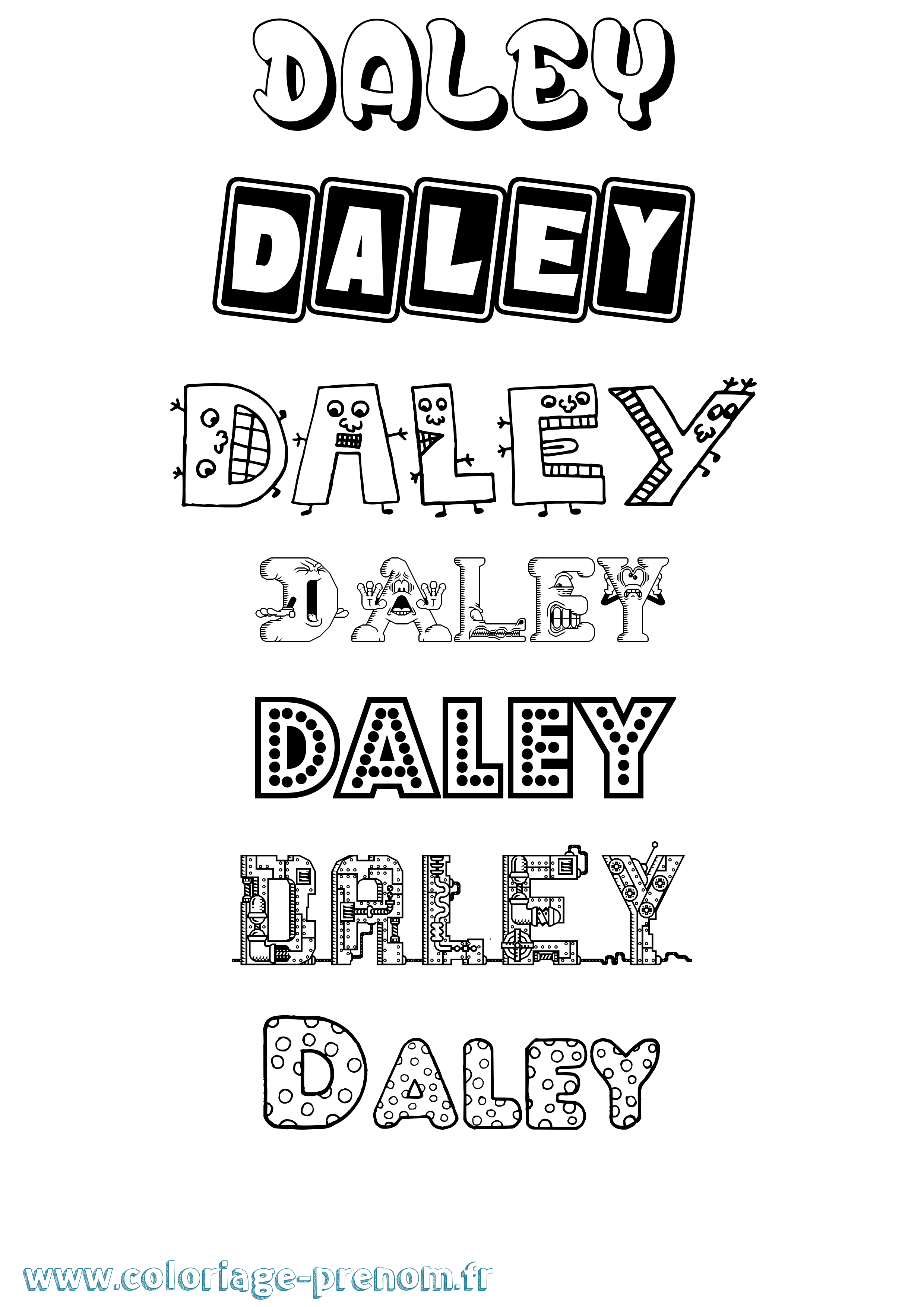 Coloriage prénom Daley Fun