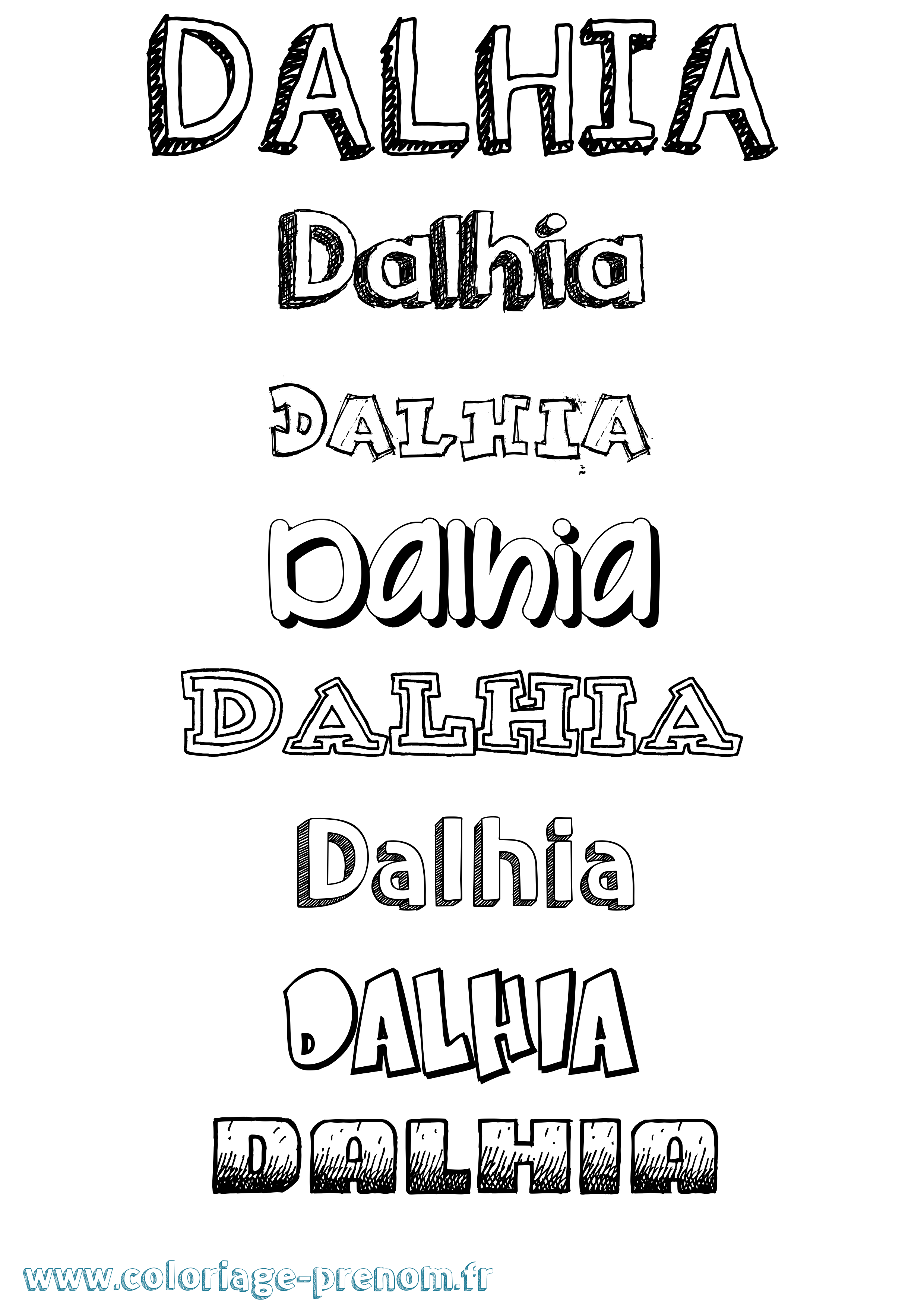 Coloriage prénom Dalhia Dessiné
