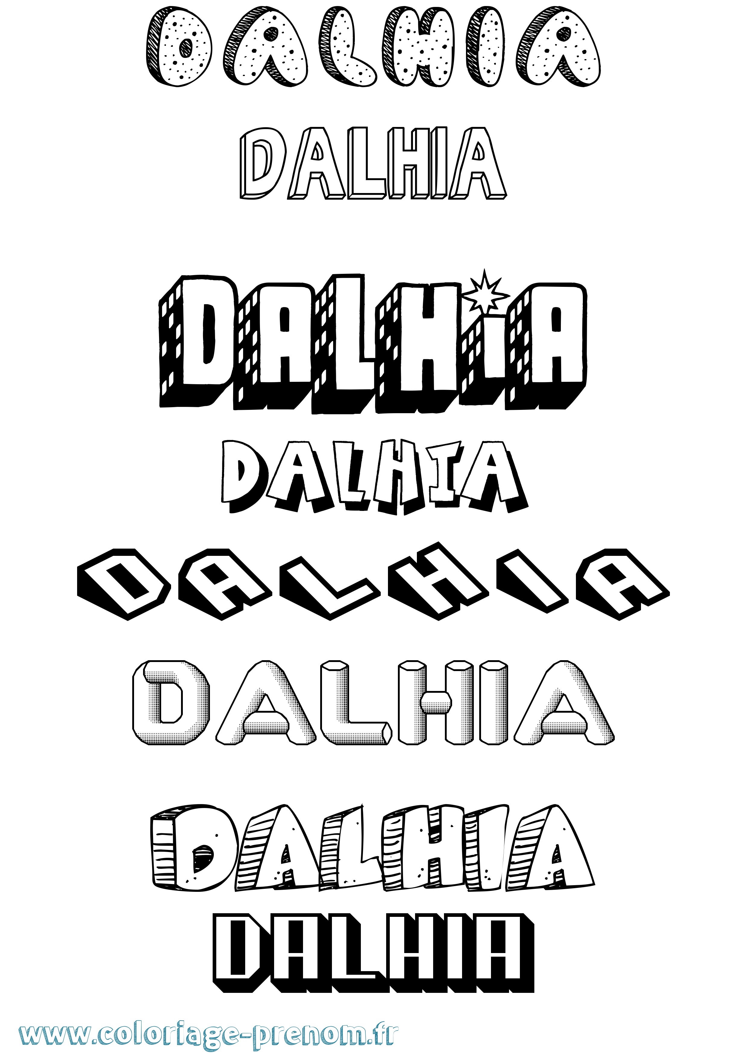 Coloriage prénom Dalhia Effet 3D