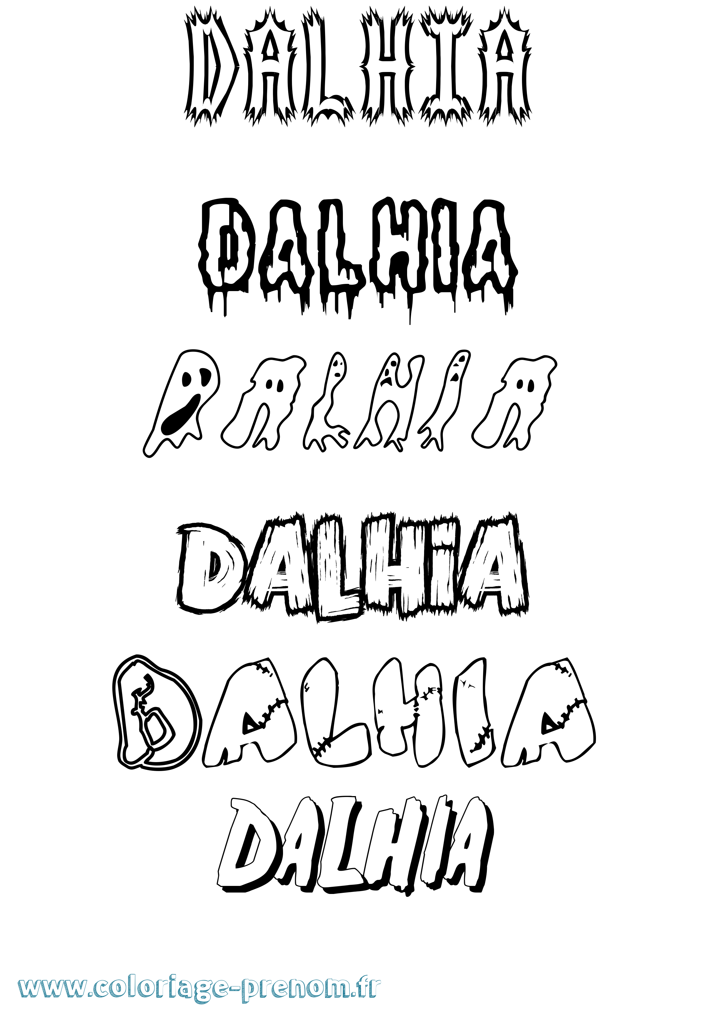 Coloriage prénom Dalhia Frisson