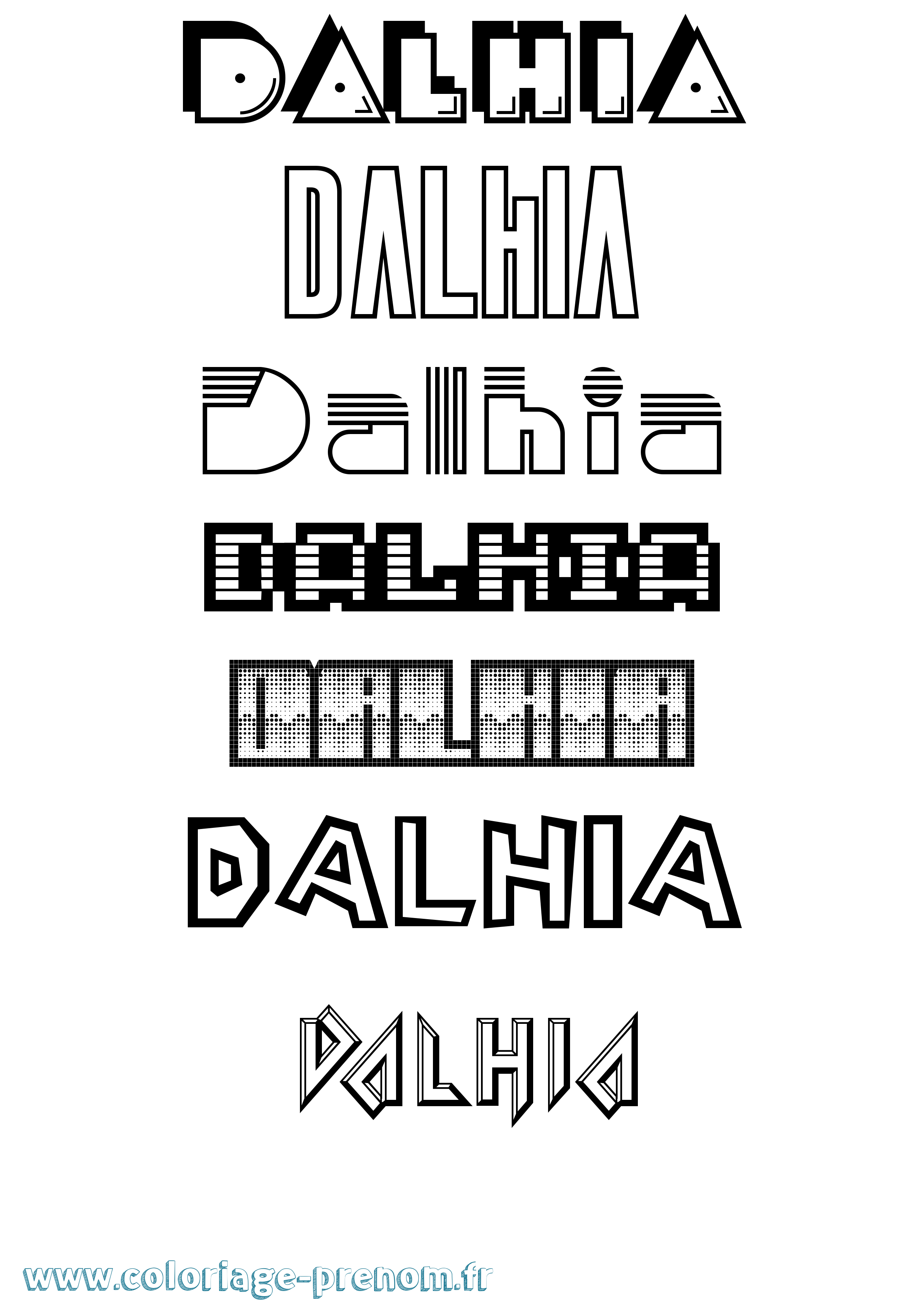 Coloriage prénom Dalhia Jeux Vidéos