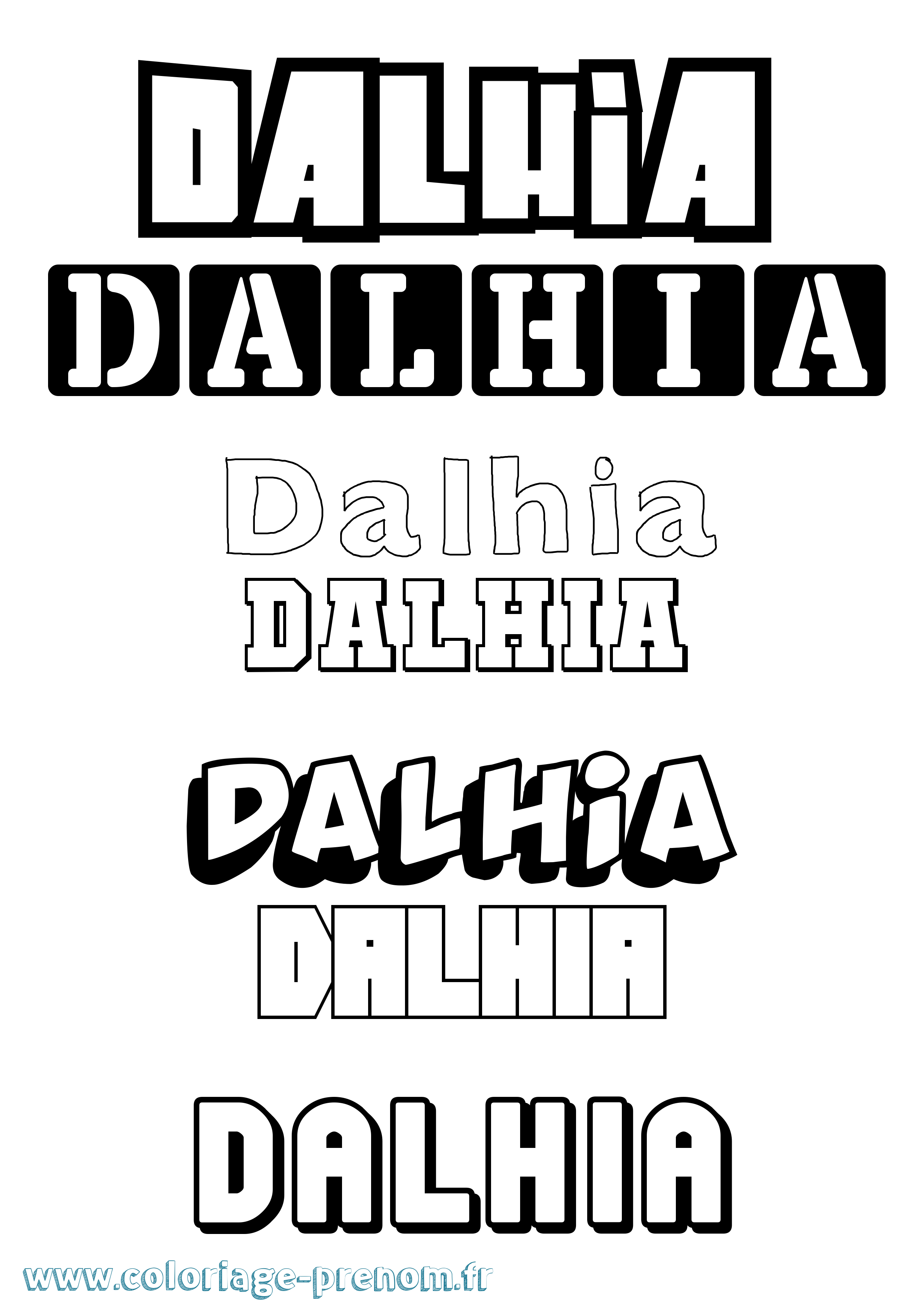 Coloriage prénom Dalhia Simple