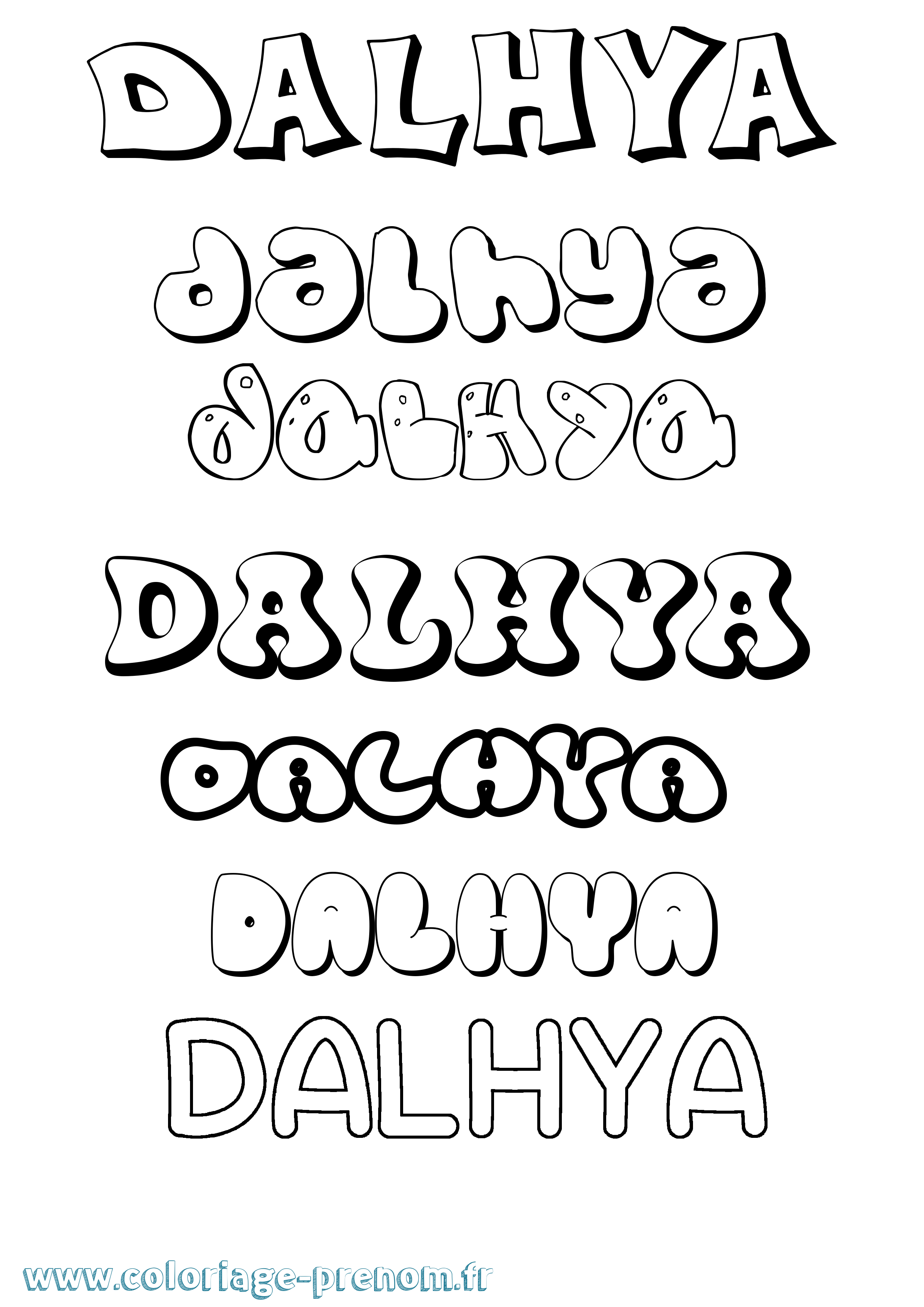 Coloriage prénom Dalhya Bubble