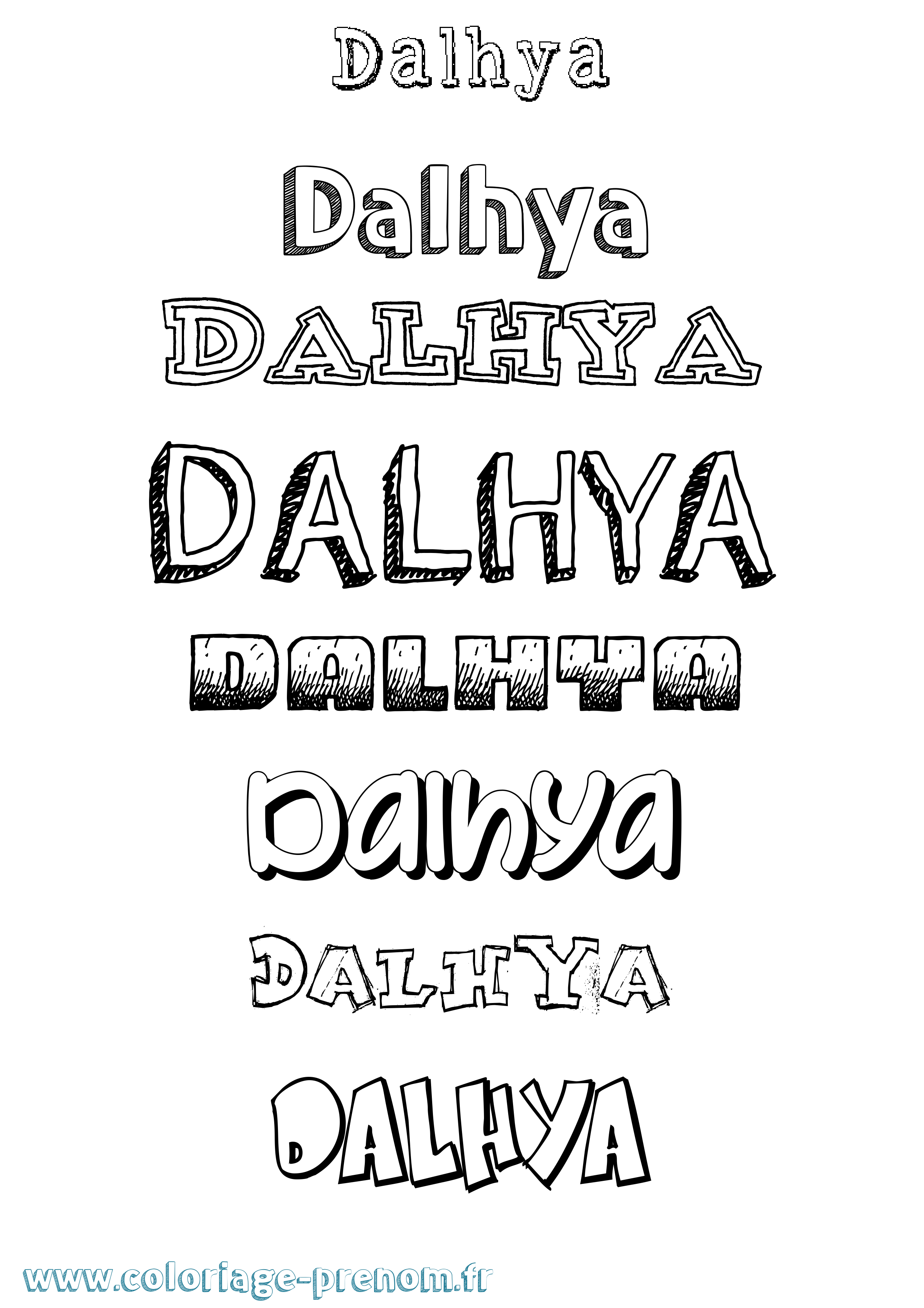 Coloriage prénom Dalhya Dessiné