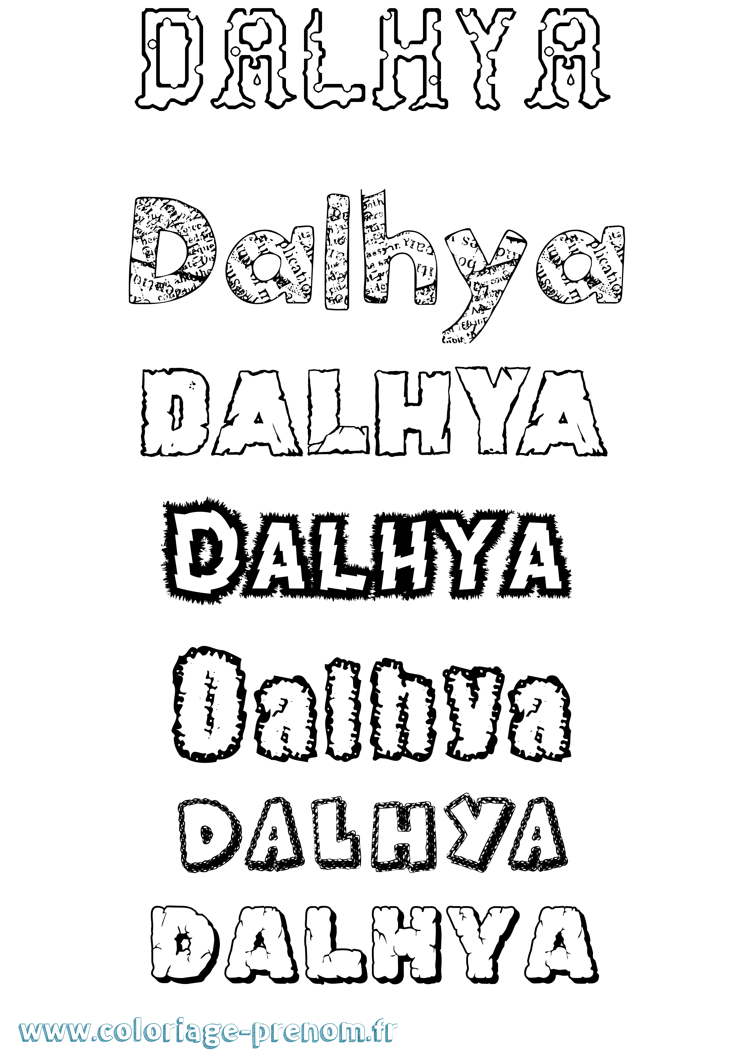 Coloriage prénom Dalhya Destructuré