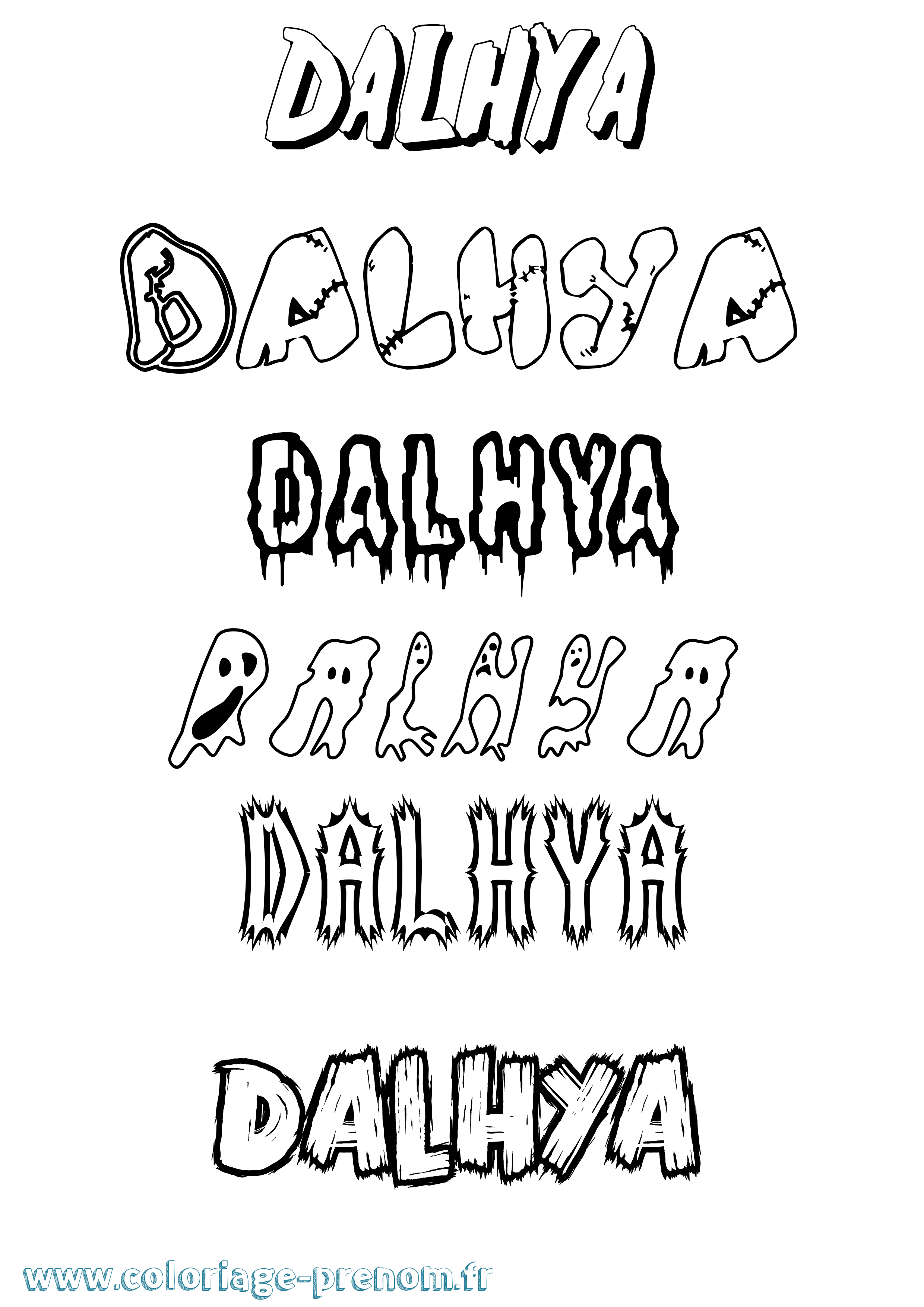 Coloriage prénom Dalhya Frisson