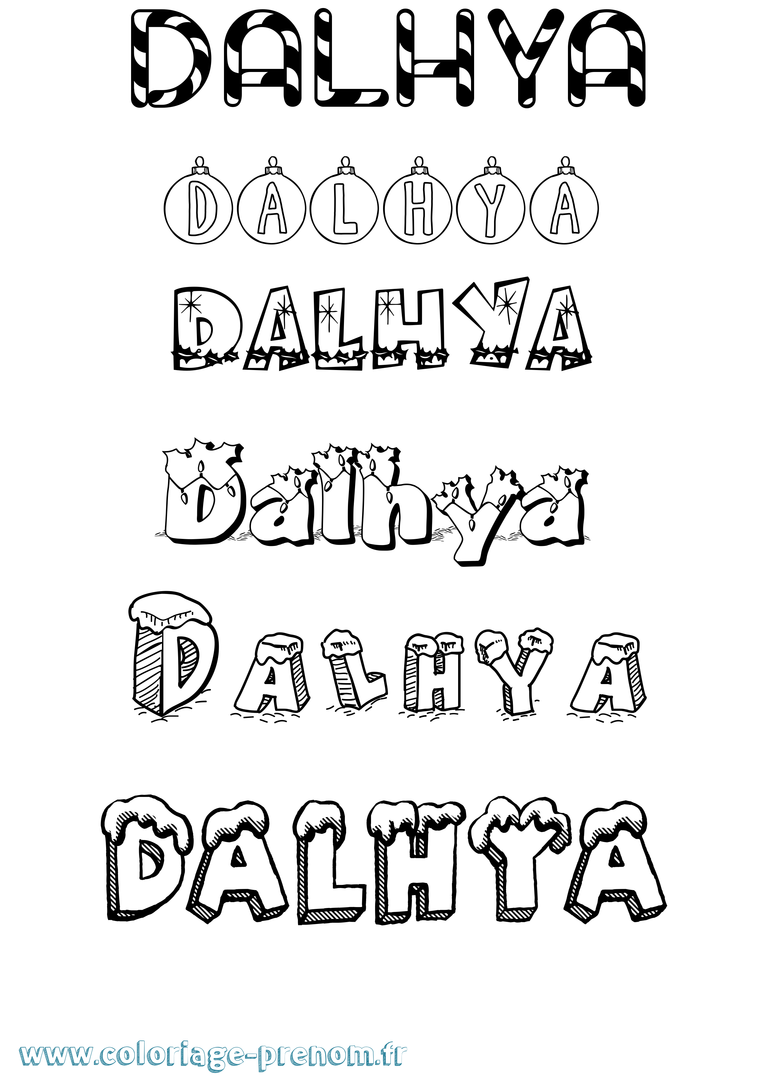 Coloriage prénom Dalhya Noël