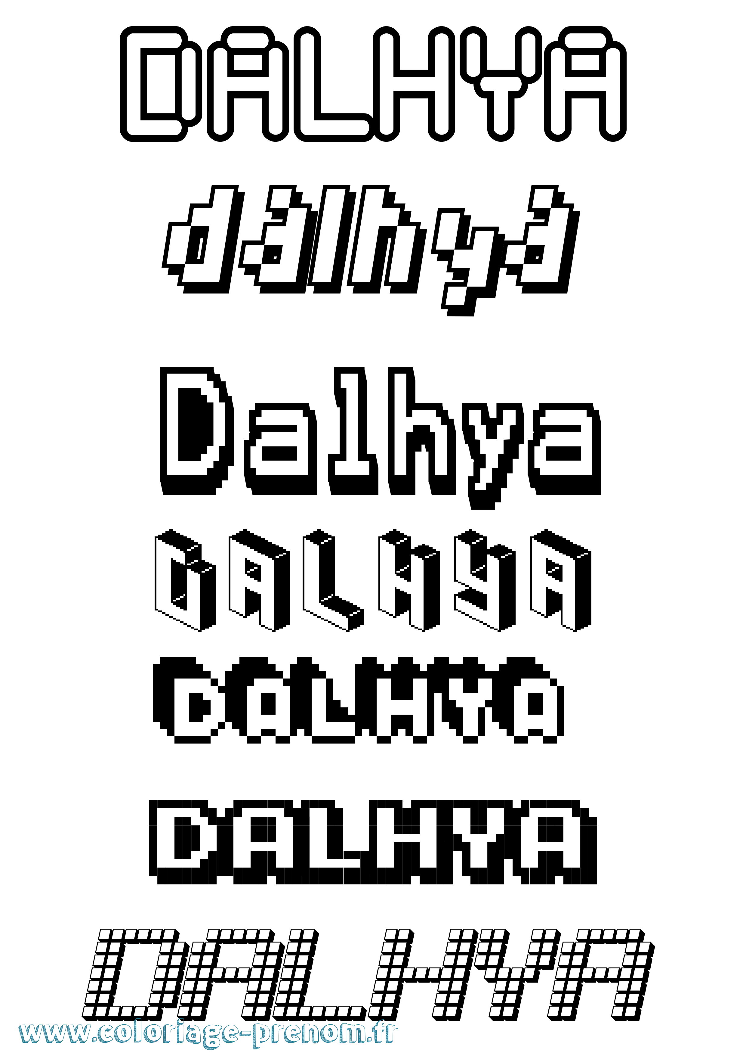 Coloriage prénom Dalhya Pixel