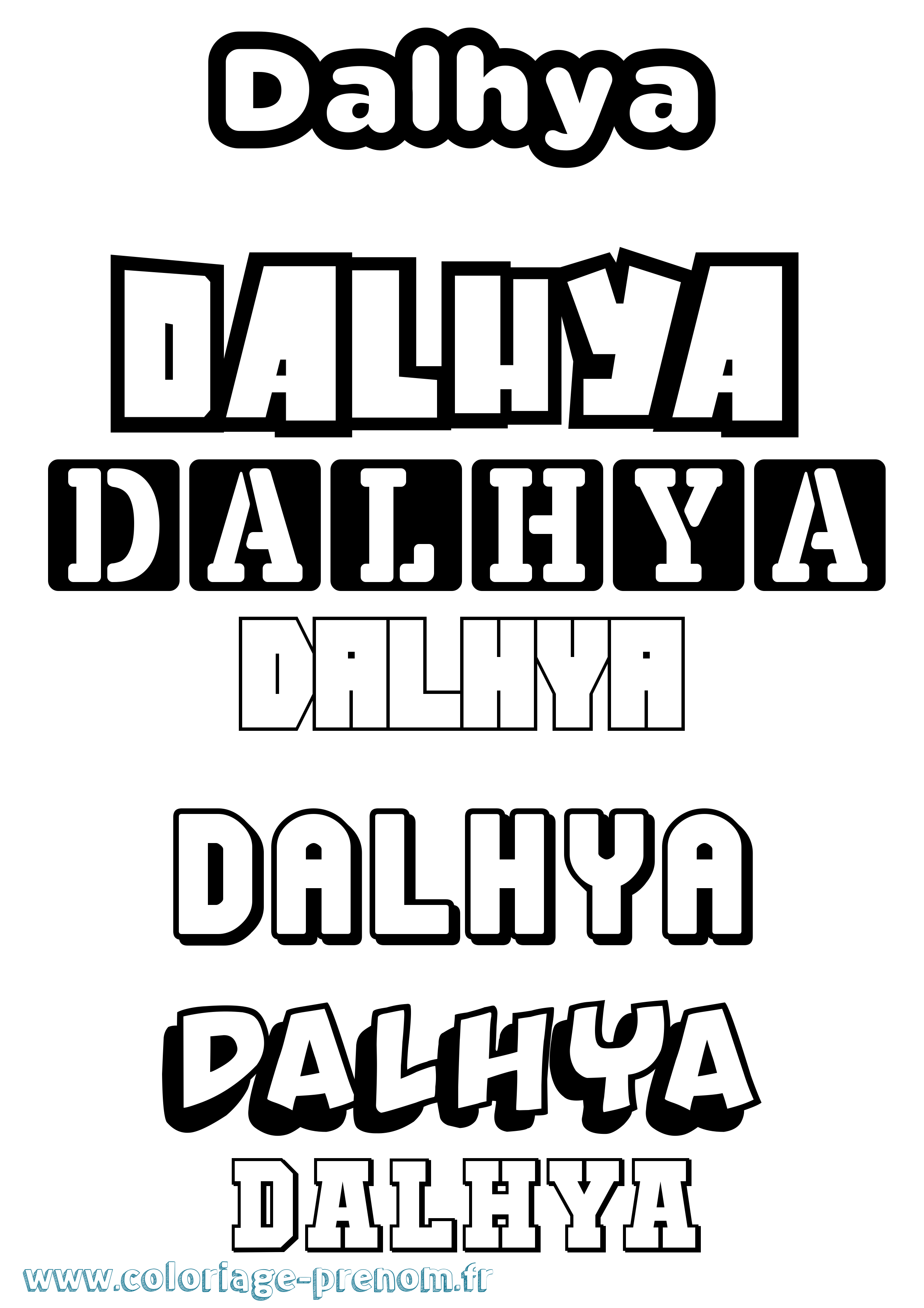 Coloriage prénom Dalhya Simple