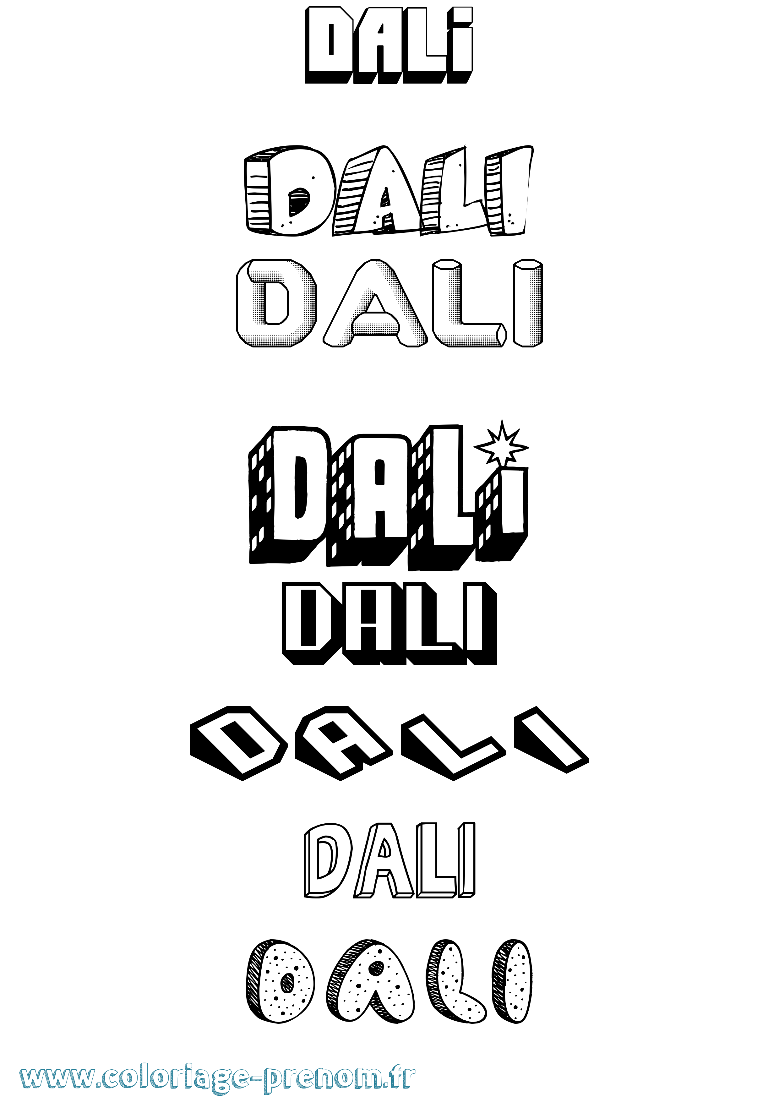 Coloriage prénom Dali Effet 3D