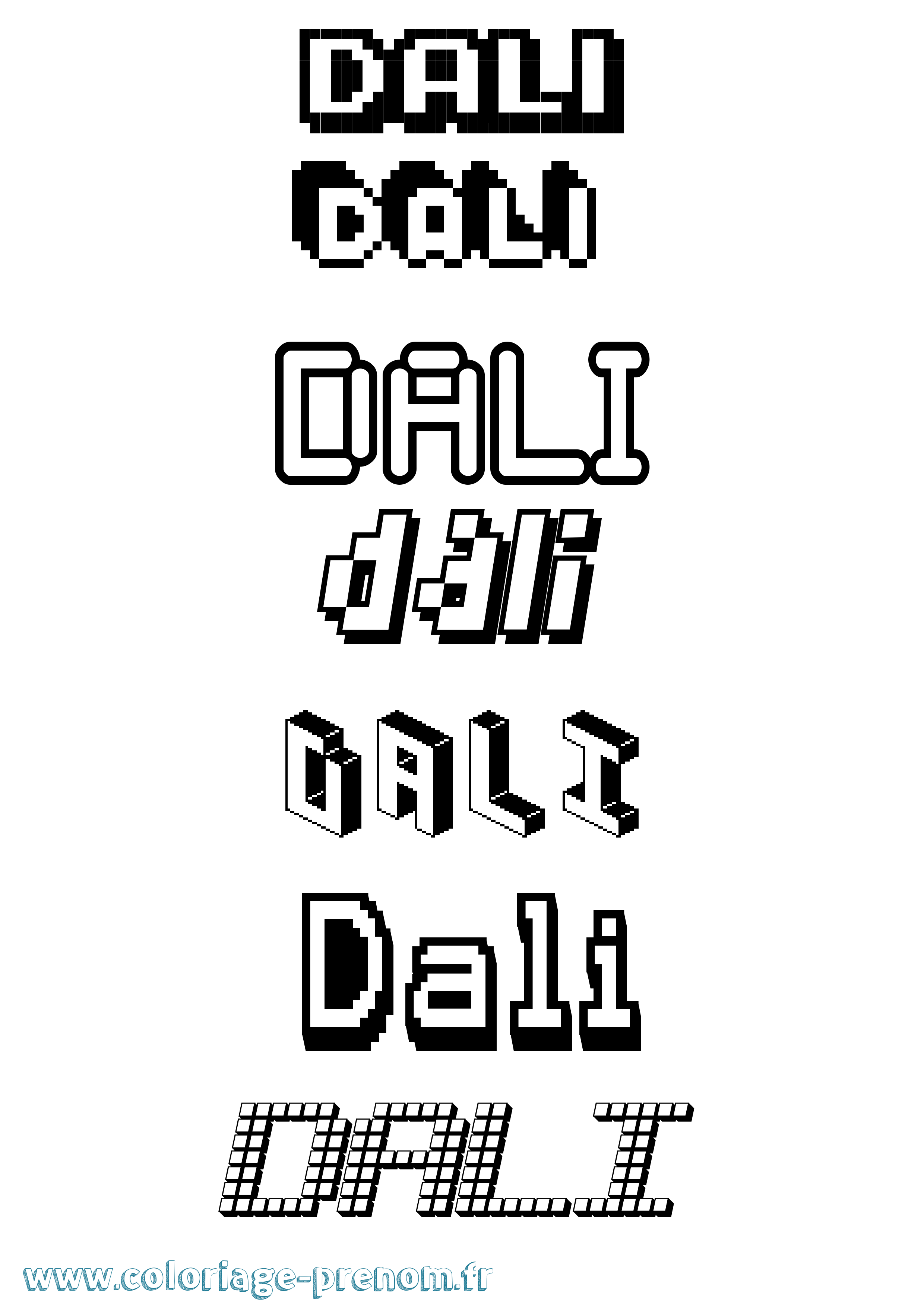 Coloriage prénom Dali Pixel
