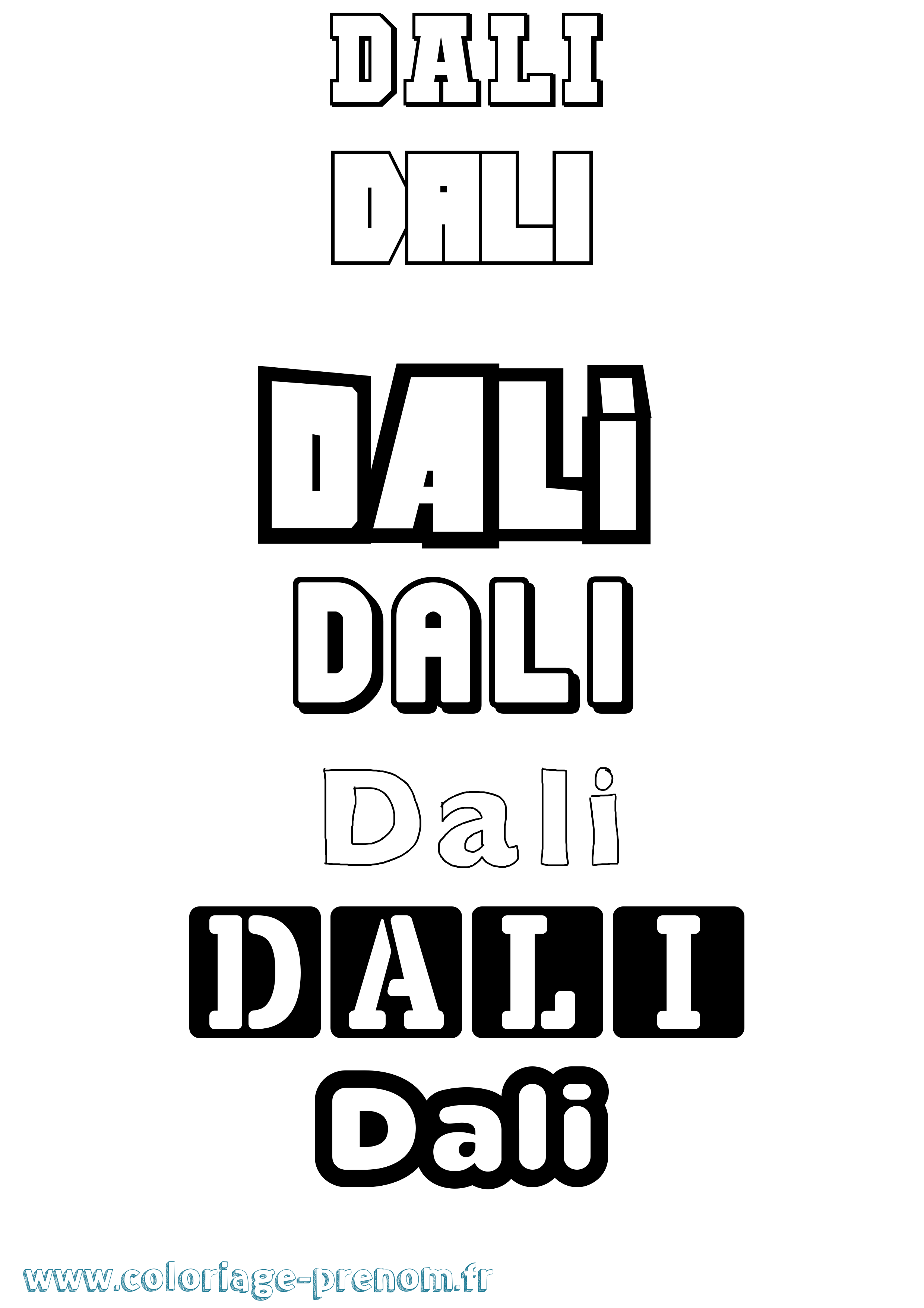 Coloriage prénom Dali Simple