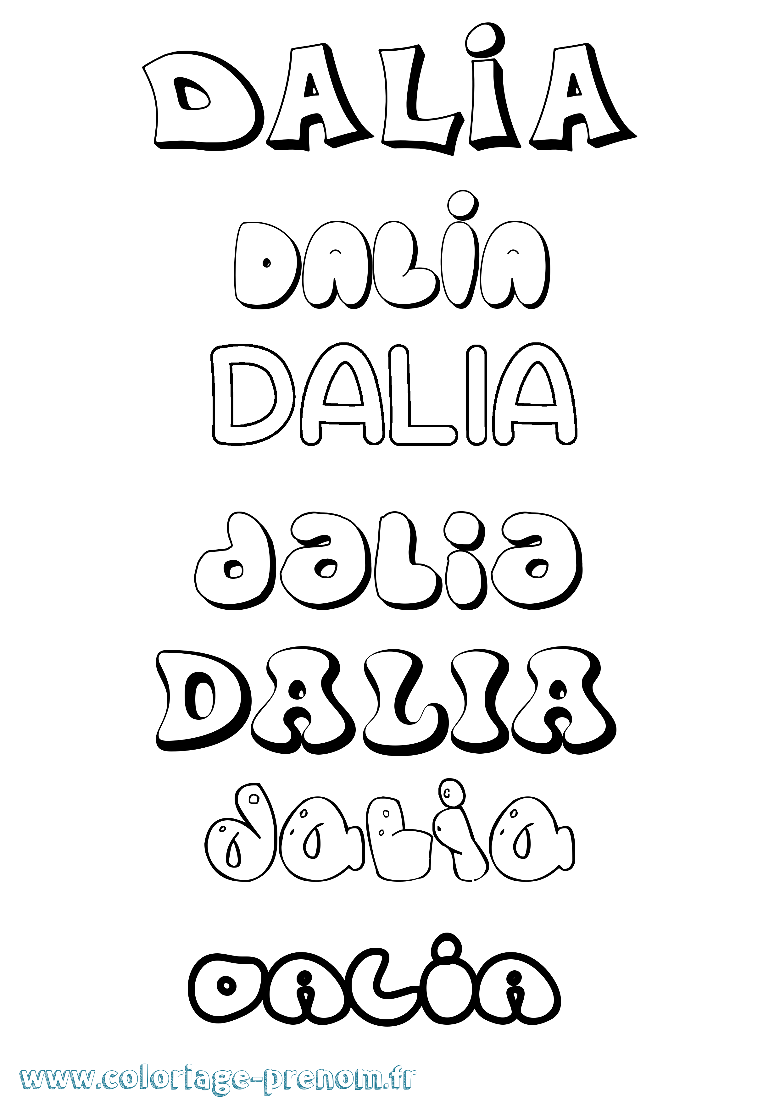 Coloriage prénom Dalia Bubble
