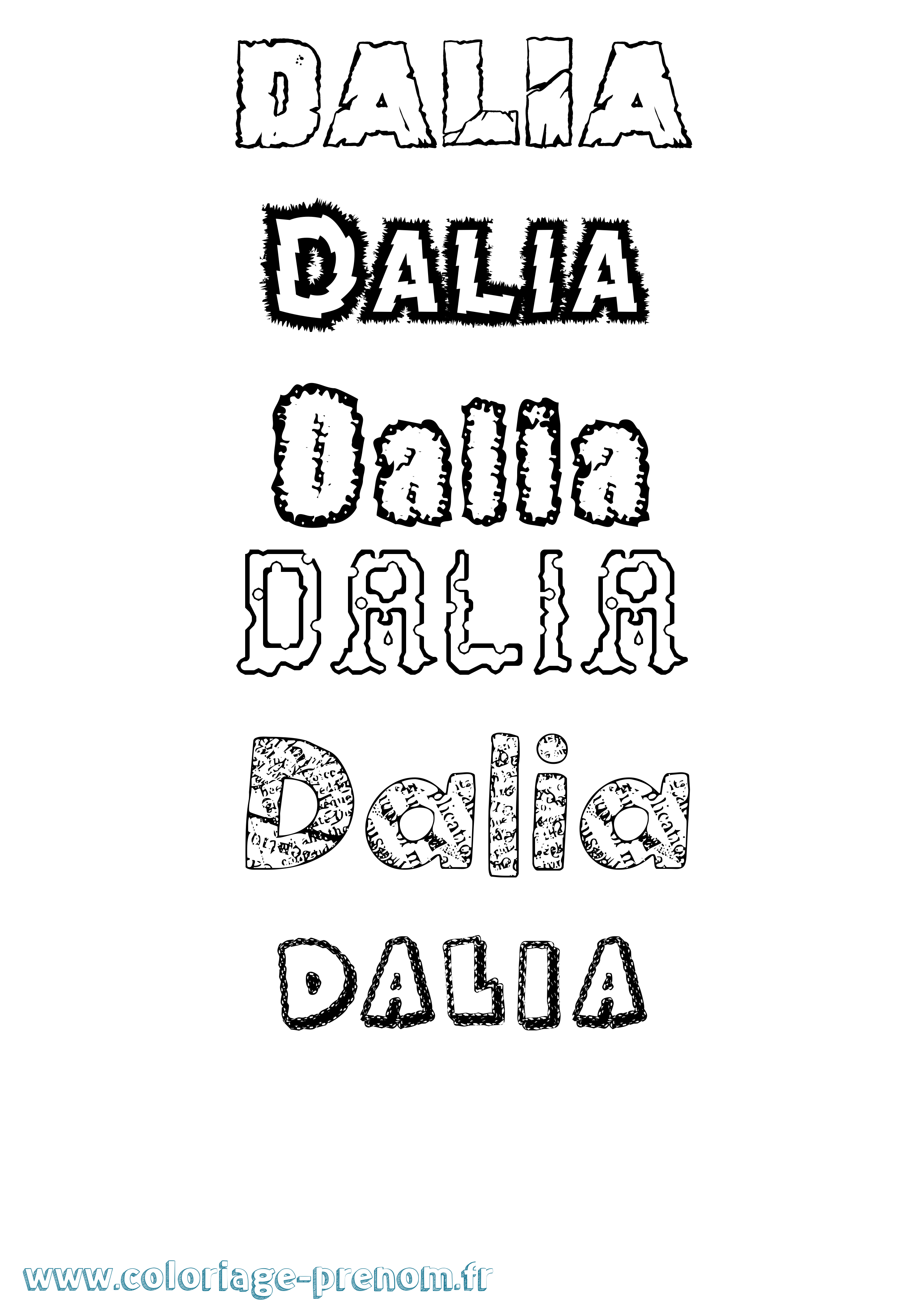 Coloriage prénom Dalia Destructuré