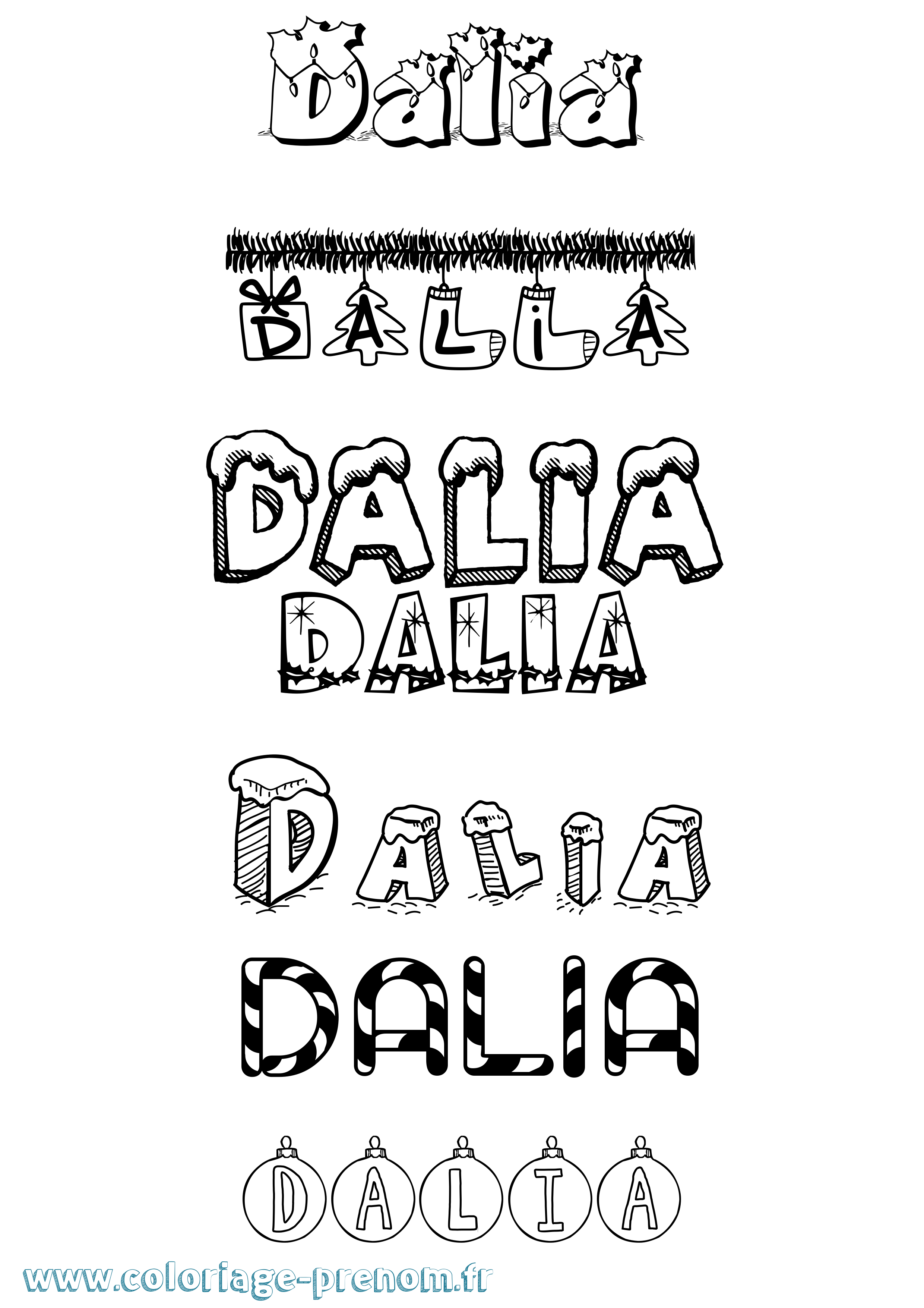 Coloriage prénom Dalia Noël
