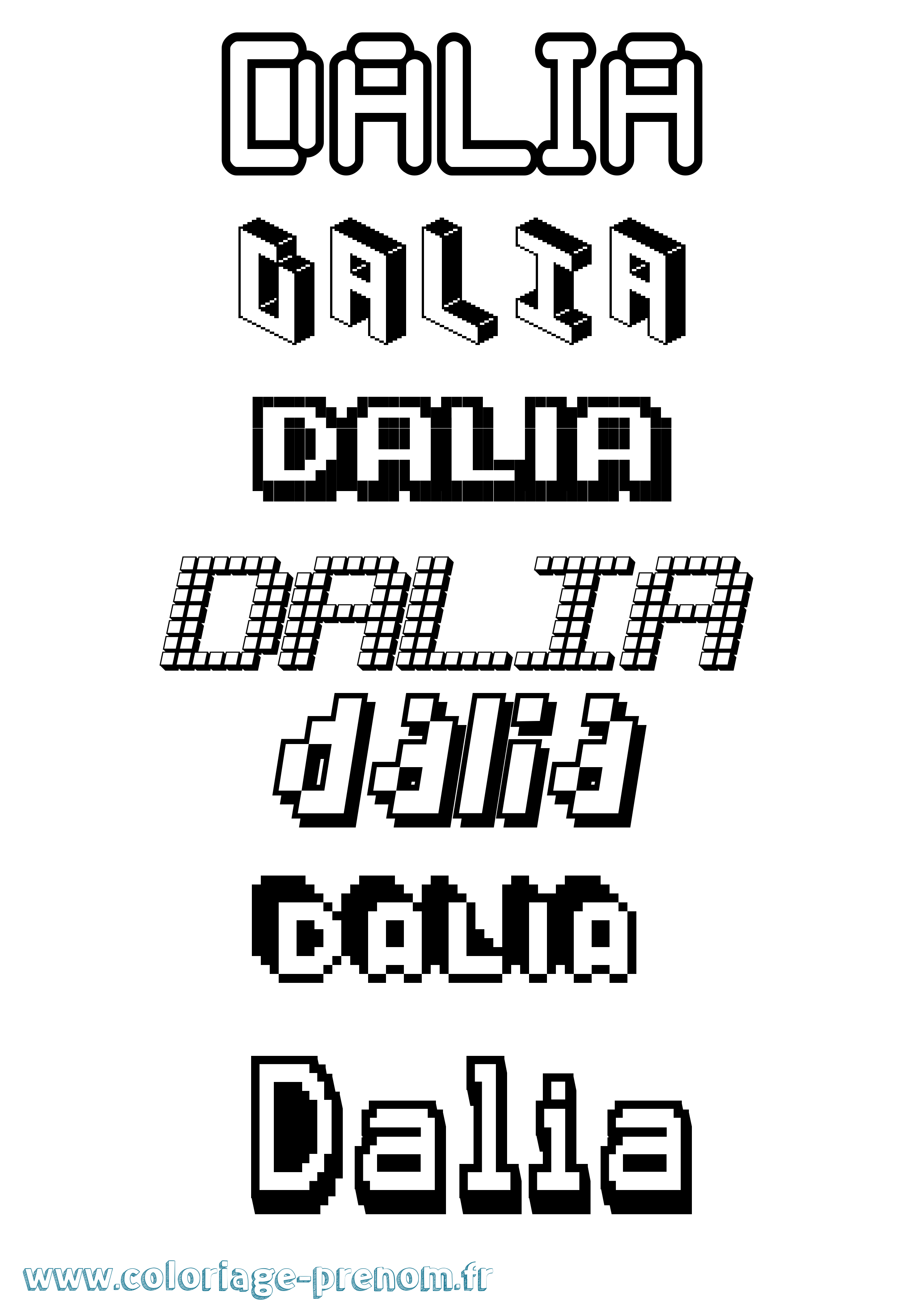 Coloriage prénom Dalia Pixel