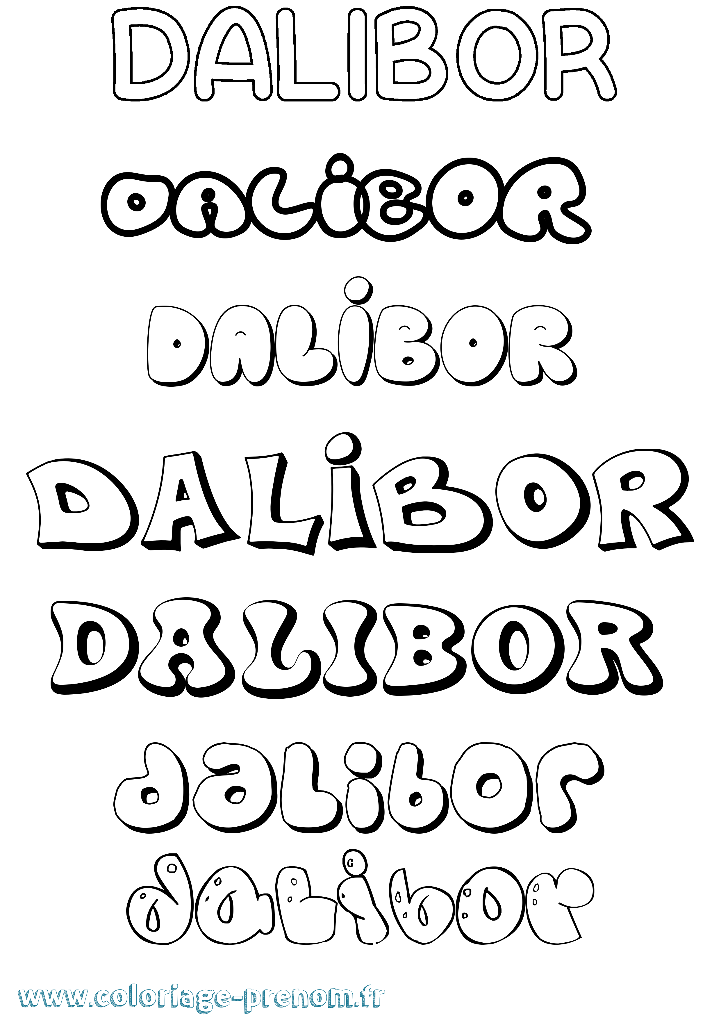 Coloriage prénom Dalibor Bubble
