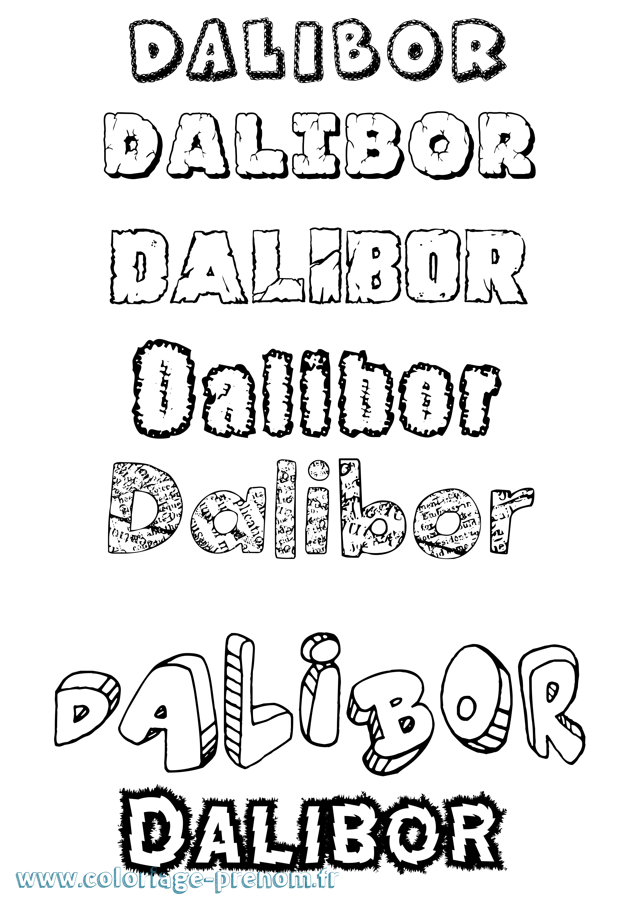 Coloriage Dalibor Destructuré Coloriage prénom Dalibor Destructuré
