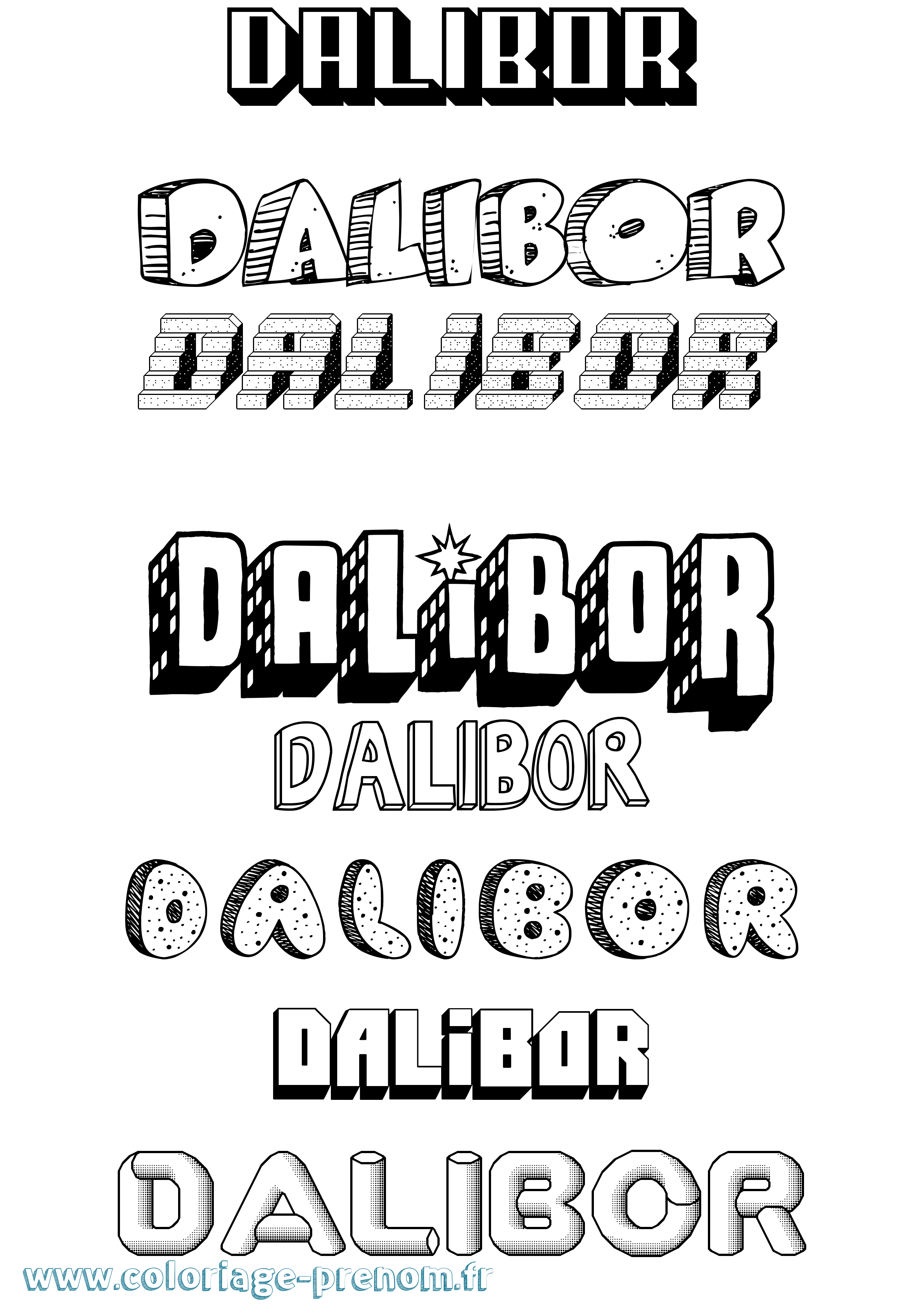 Coloriage prénom Dalibor Effet 3D