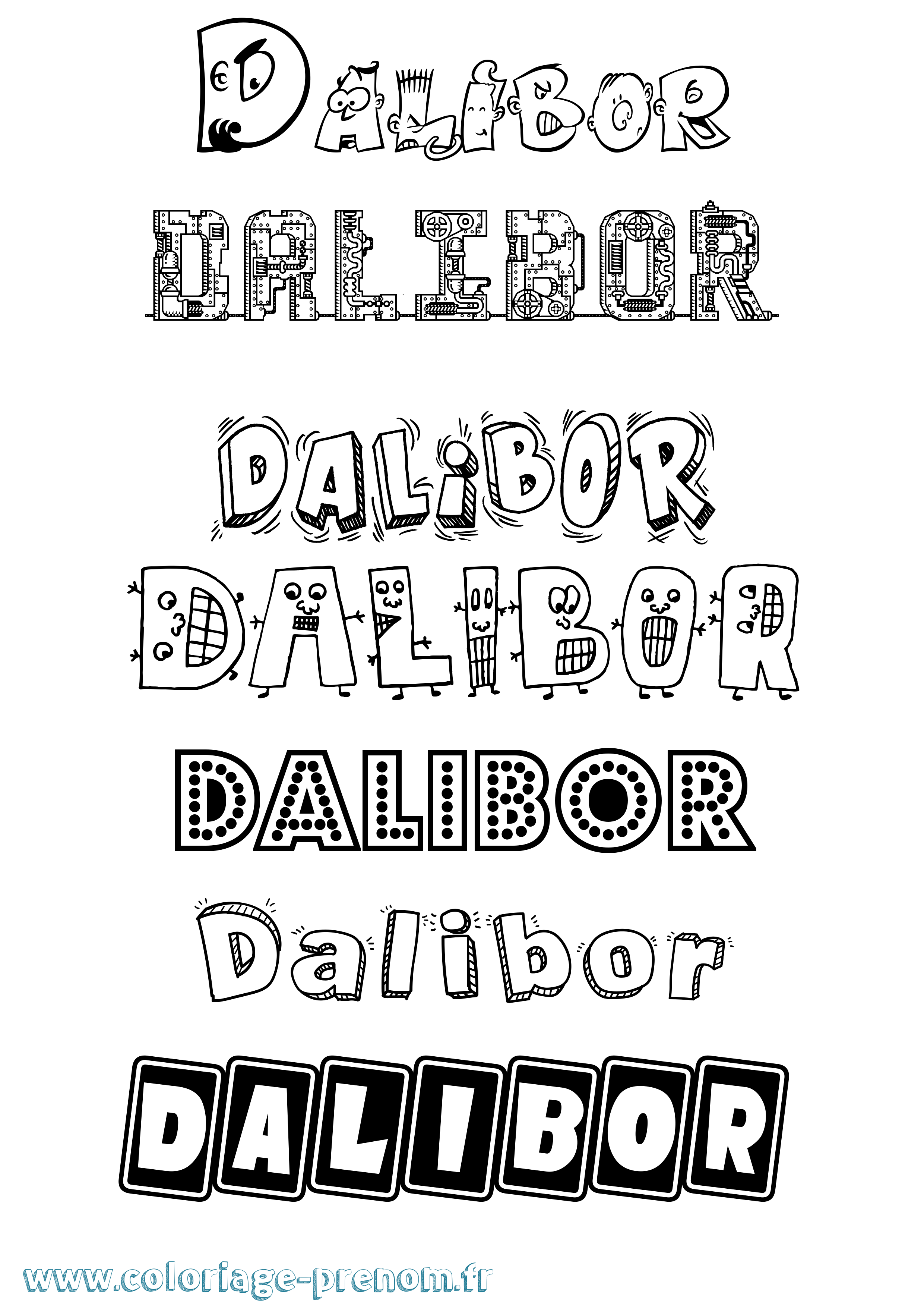 Coloriage prénom Dalibor Fun