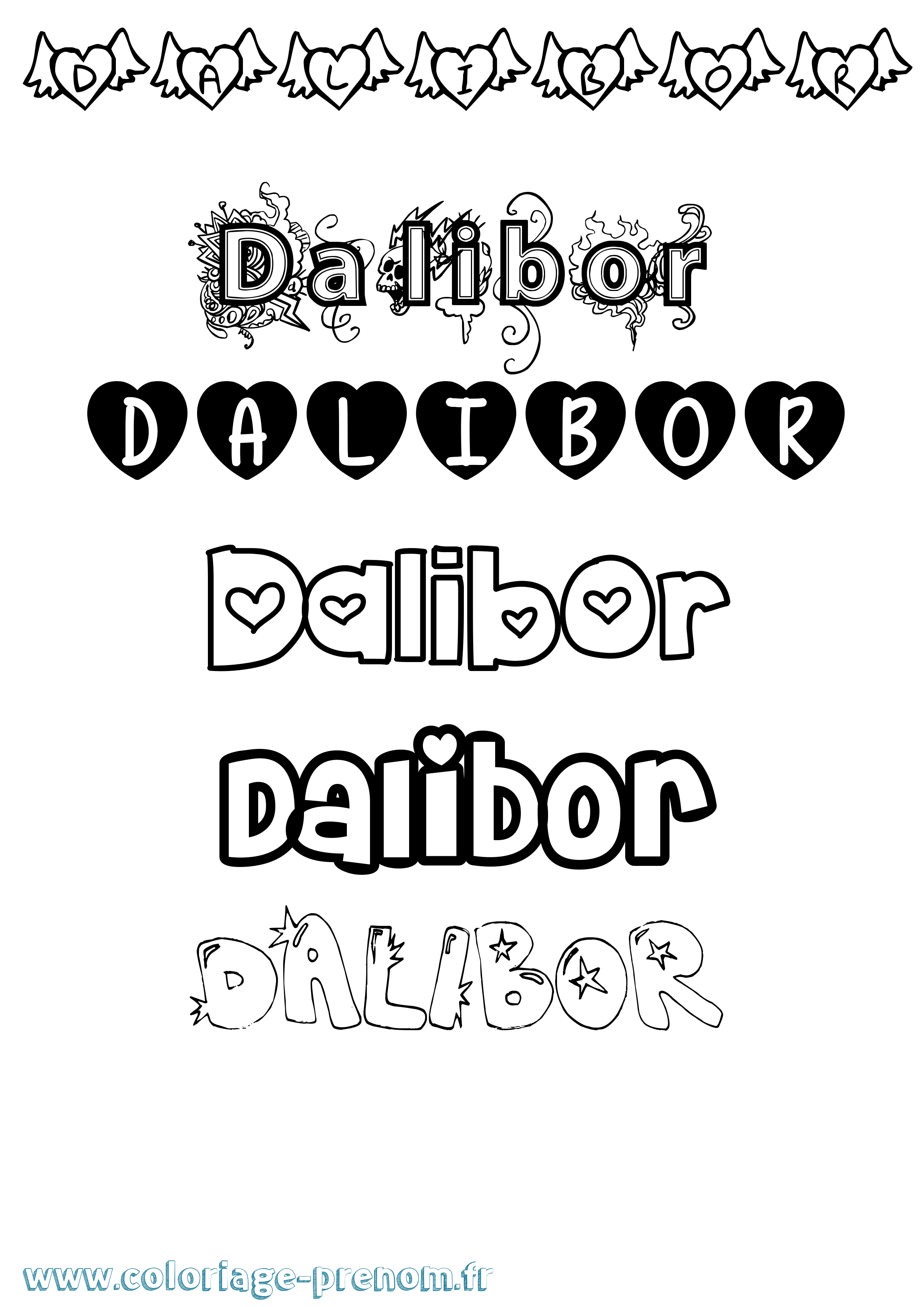 Coloriage Dalibor Girly Coloriage prénom Dalibor Girly