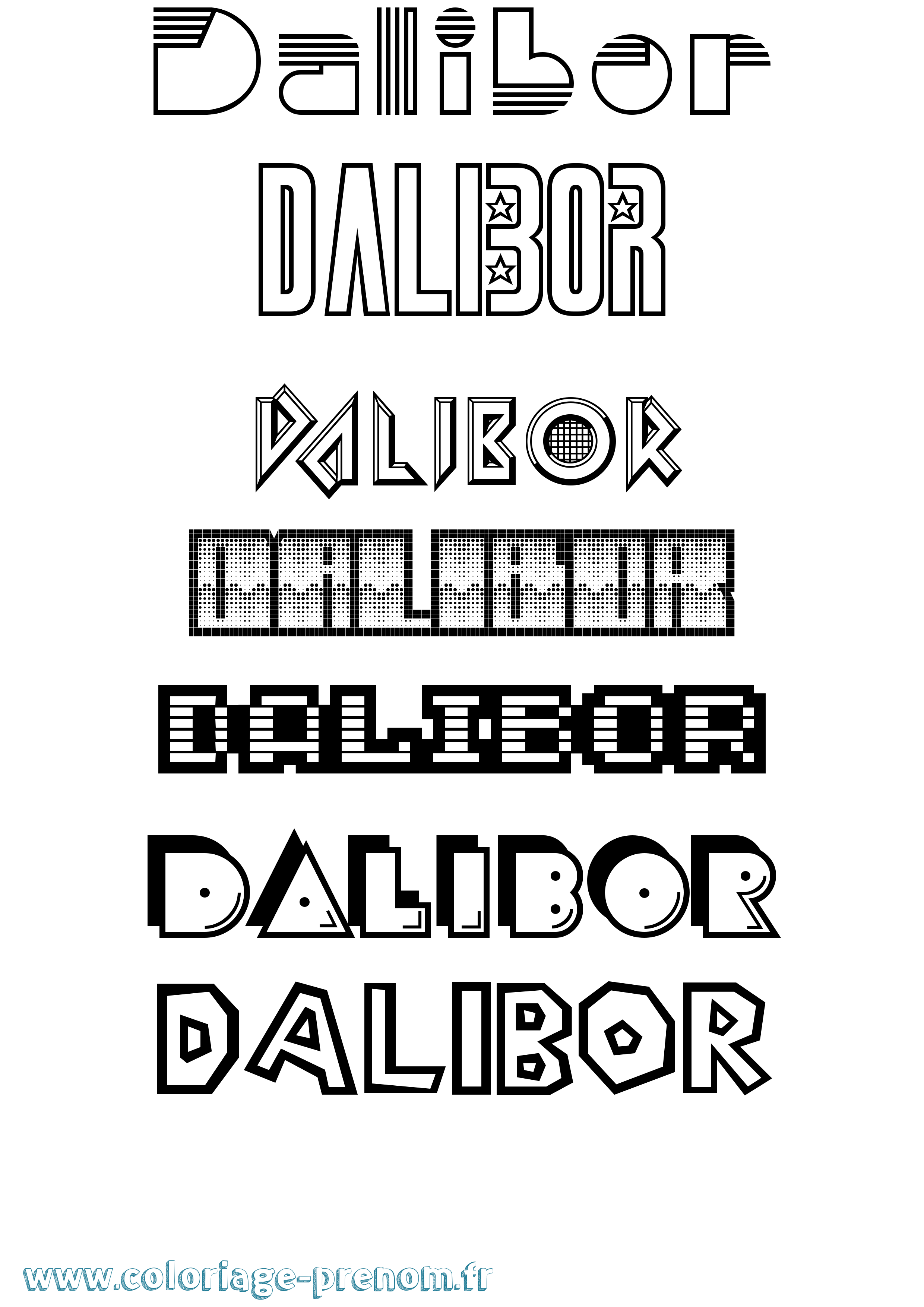 Coloriage prénom Dalibor Jeux Vidéos