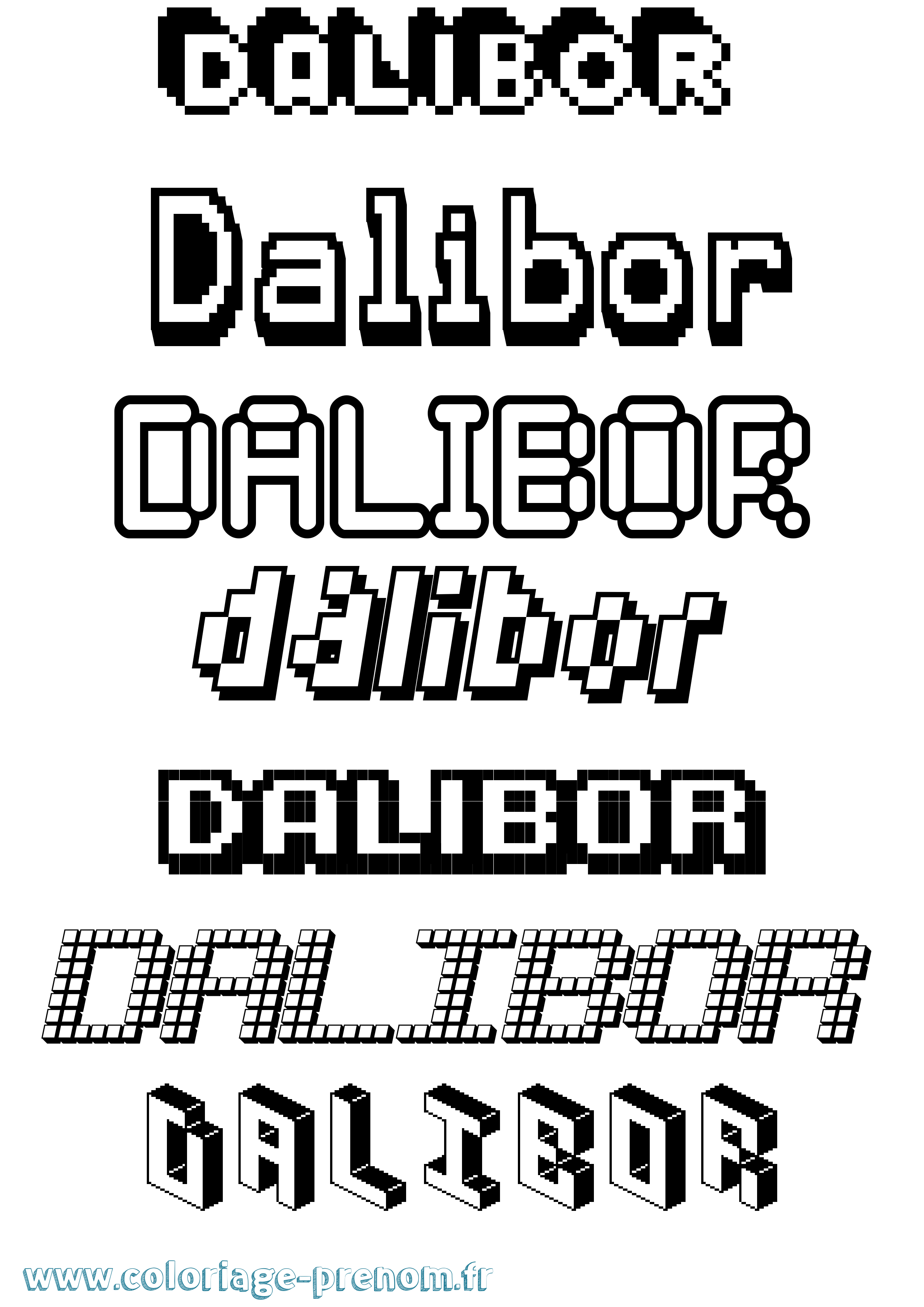 Coloriage prénom Dalibor Pixel