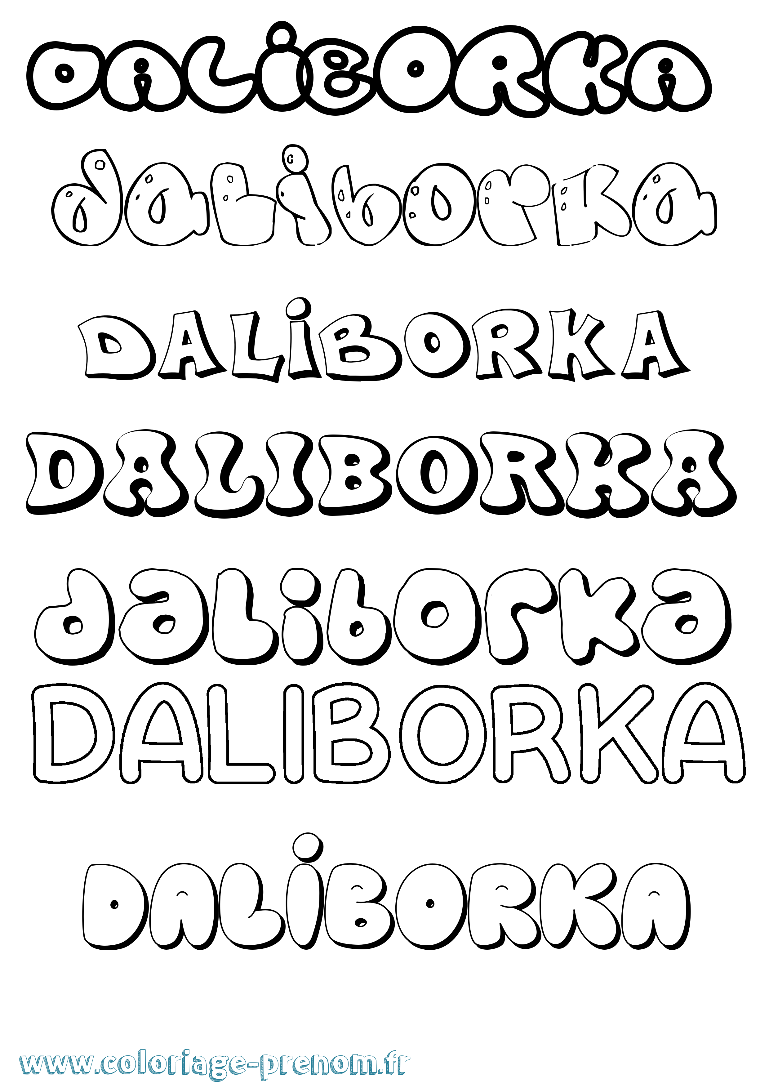 Coloriage prénom Daliborka Bubble