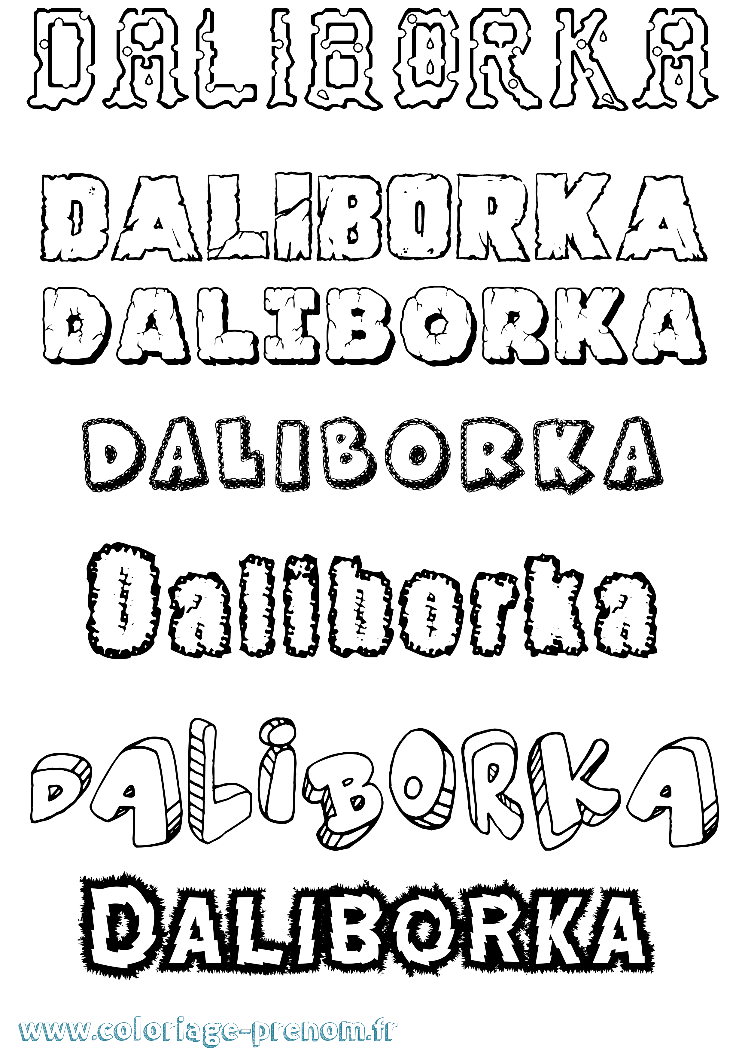 Coloriage prénom Daliborka Destructuré