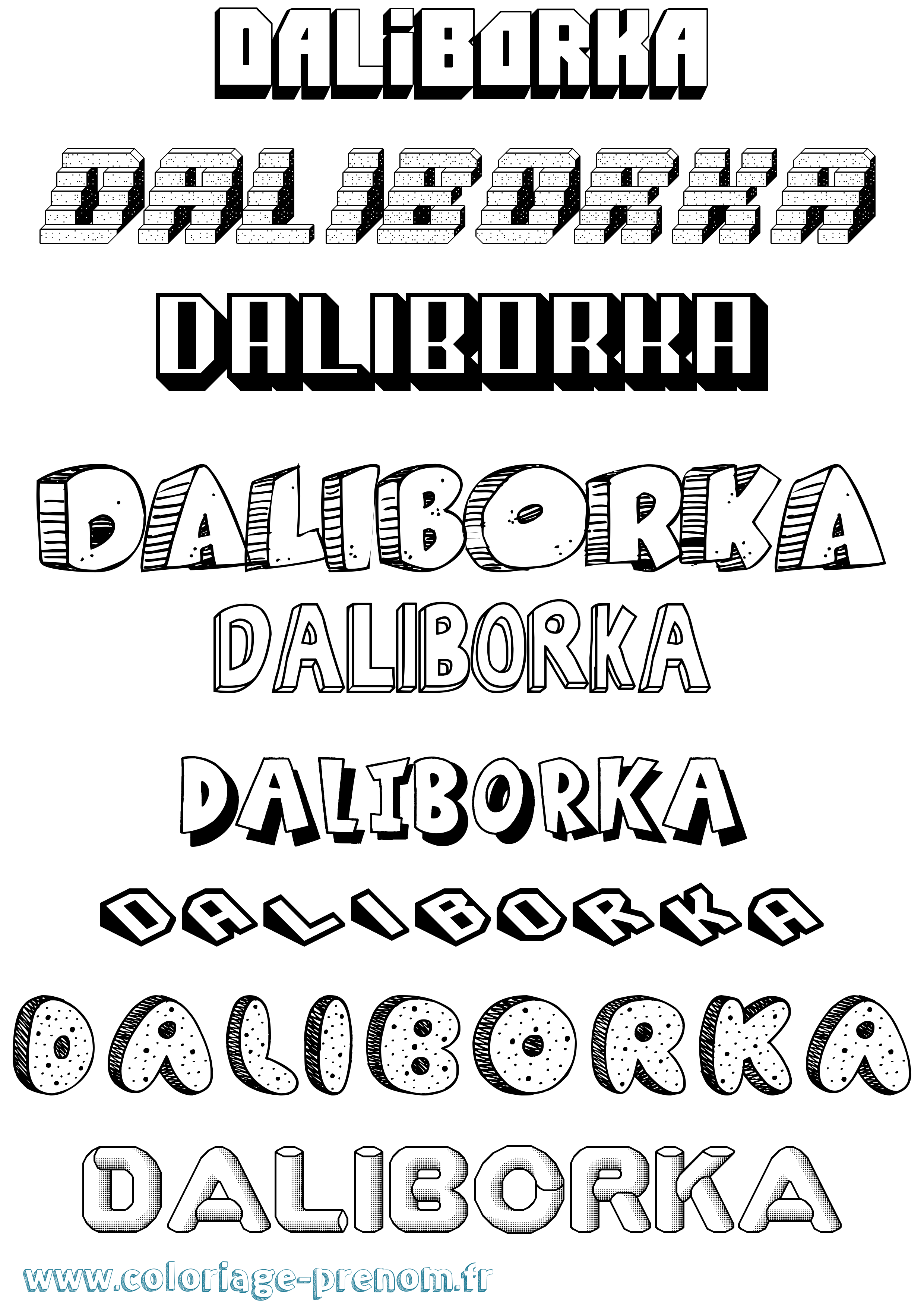 Coloriage prénom Daliborka Effet 3D