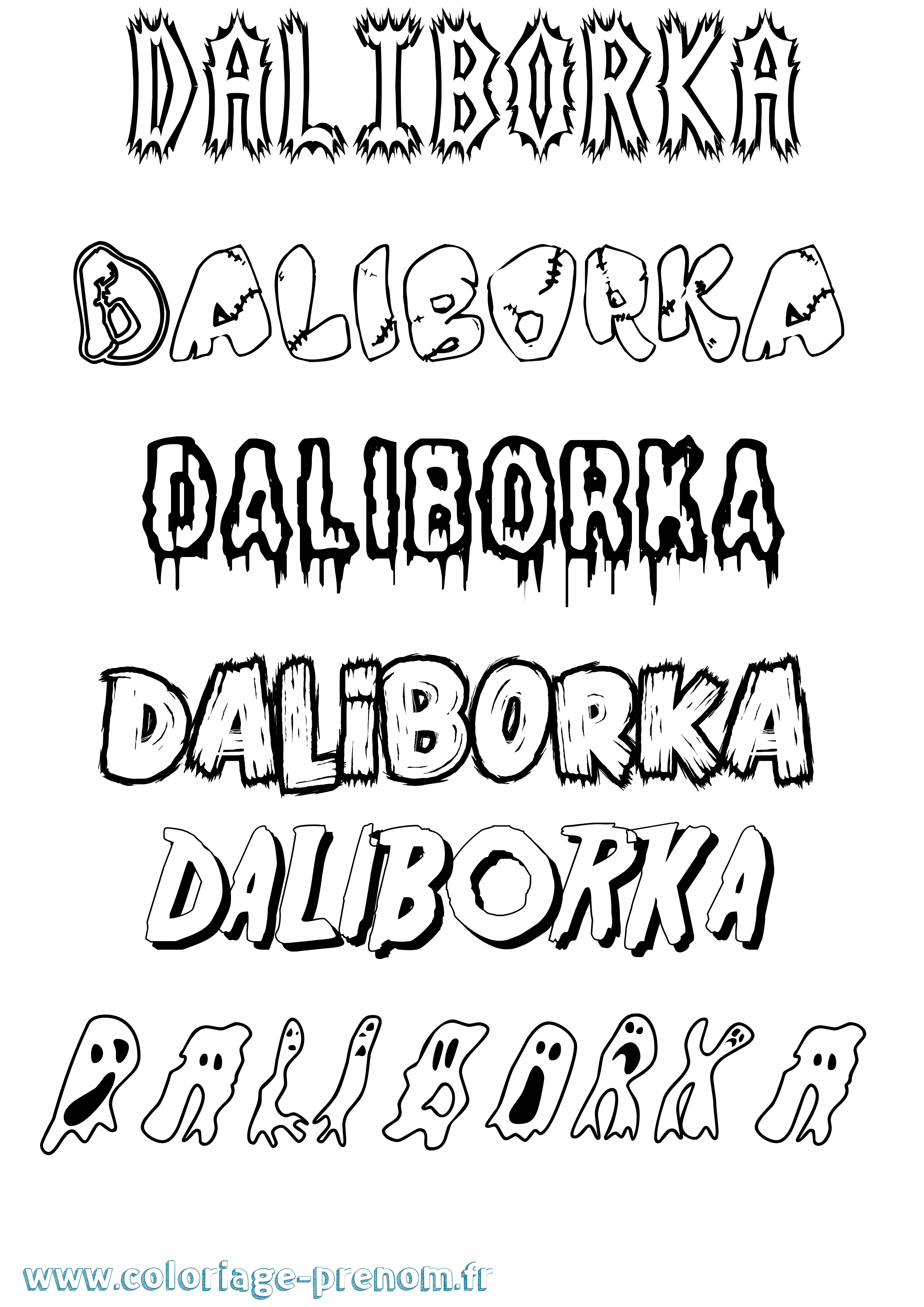 Coloriage prénom Daliborka Frisson
