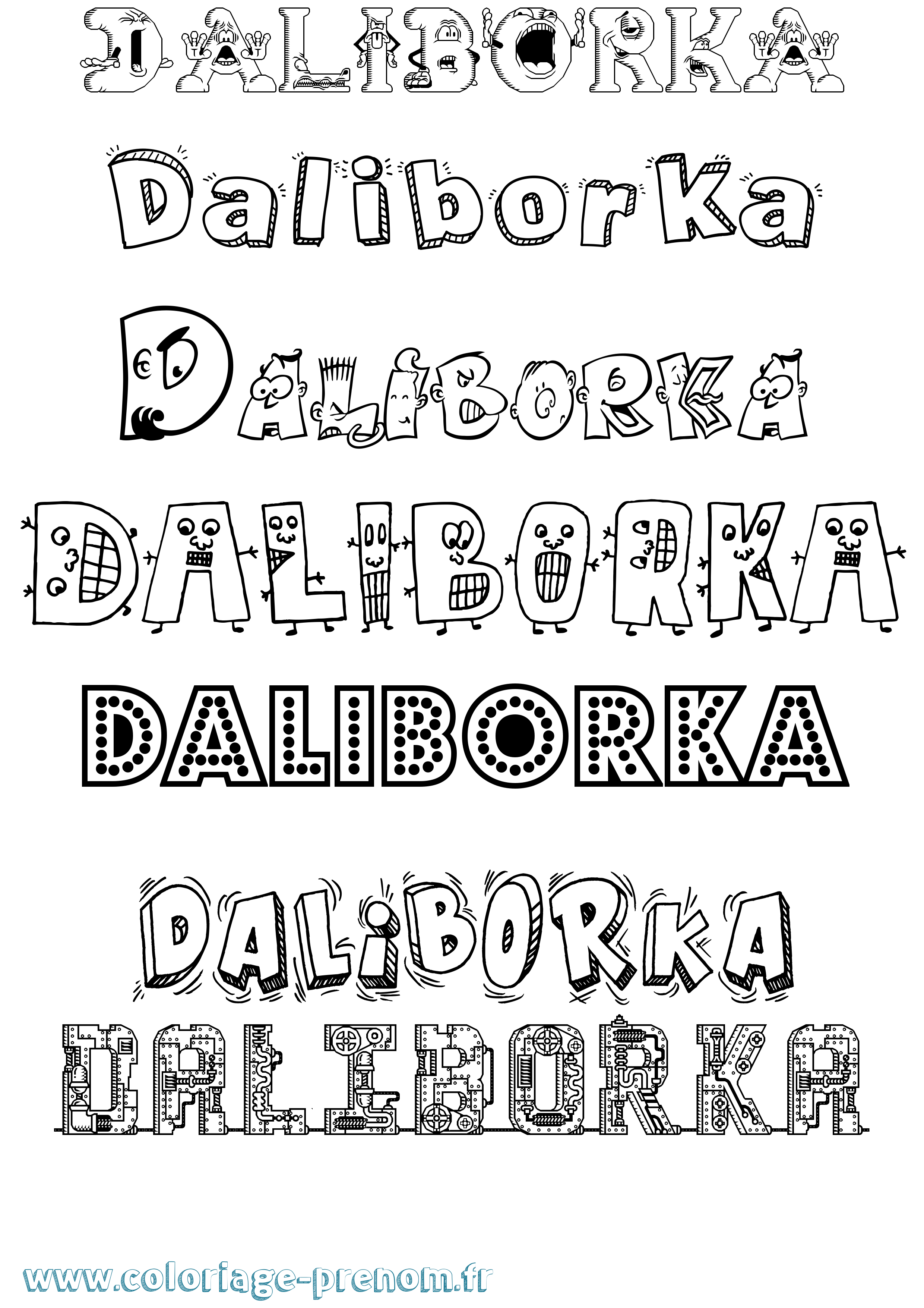Coloriage prénom Daliborka Fun