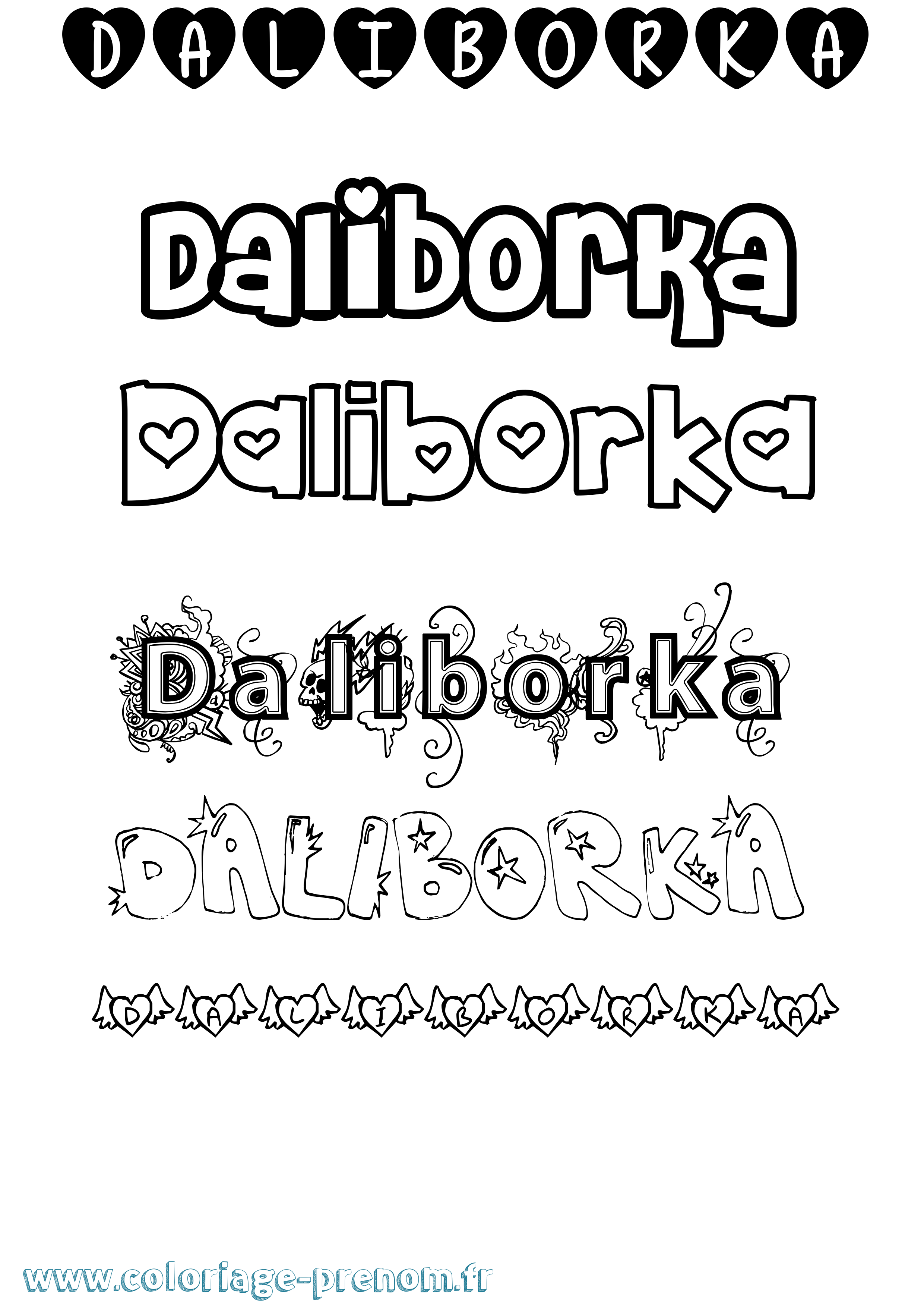 Coloriage prénom Daliborka Girly