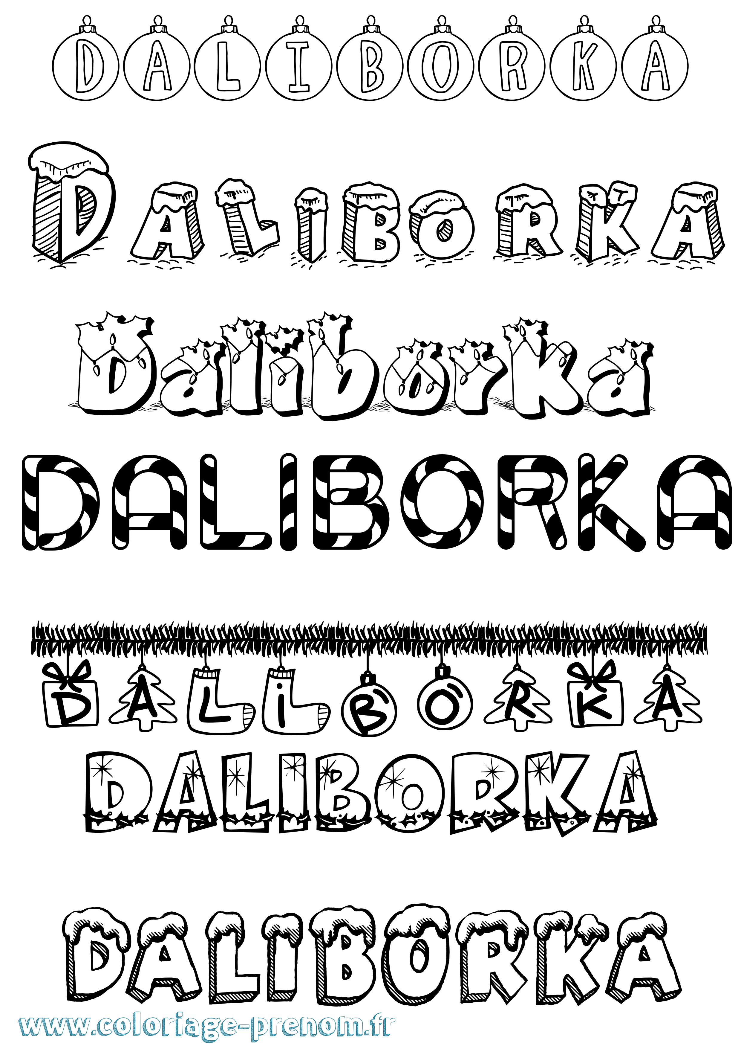 Coloriage prénom Daliborka Noël