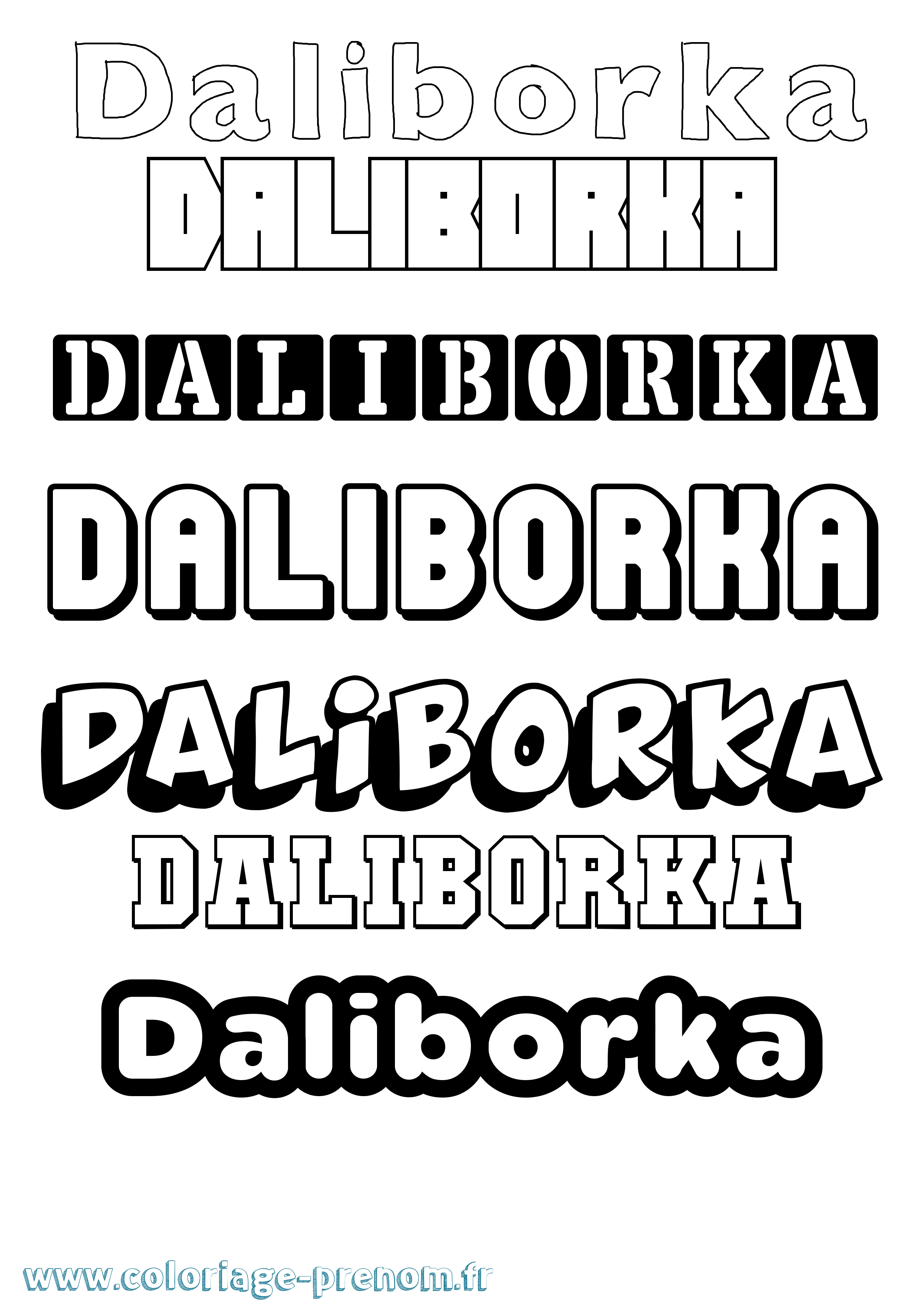 Coloriage prénom Daliborka Simple