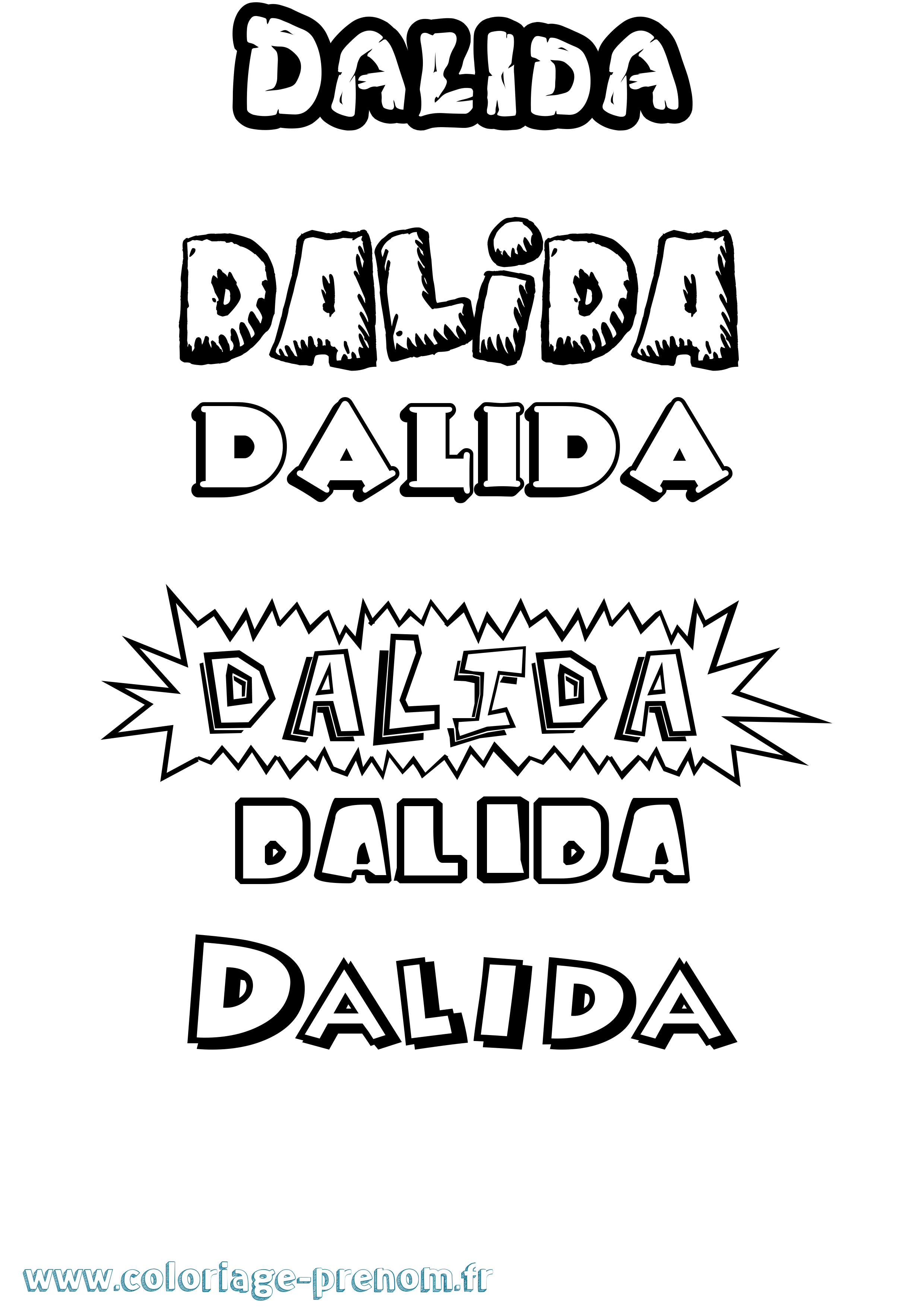 Coloriage Dalida Dessin Animé Coloriage prénom Dalida Dessin Animé