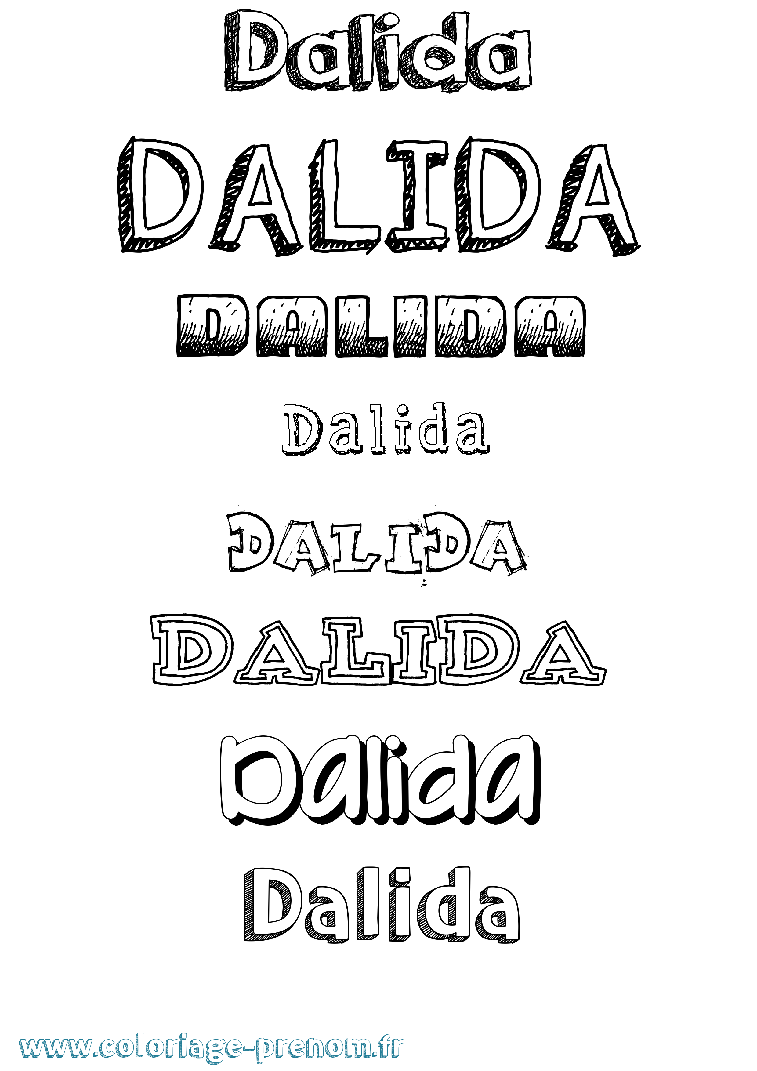 Coloriage Dalida Dessiné Coloriage prénom Dalida Dessiné