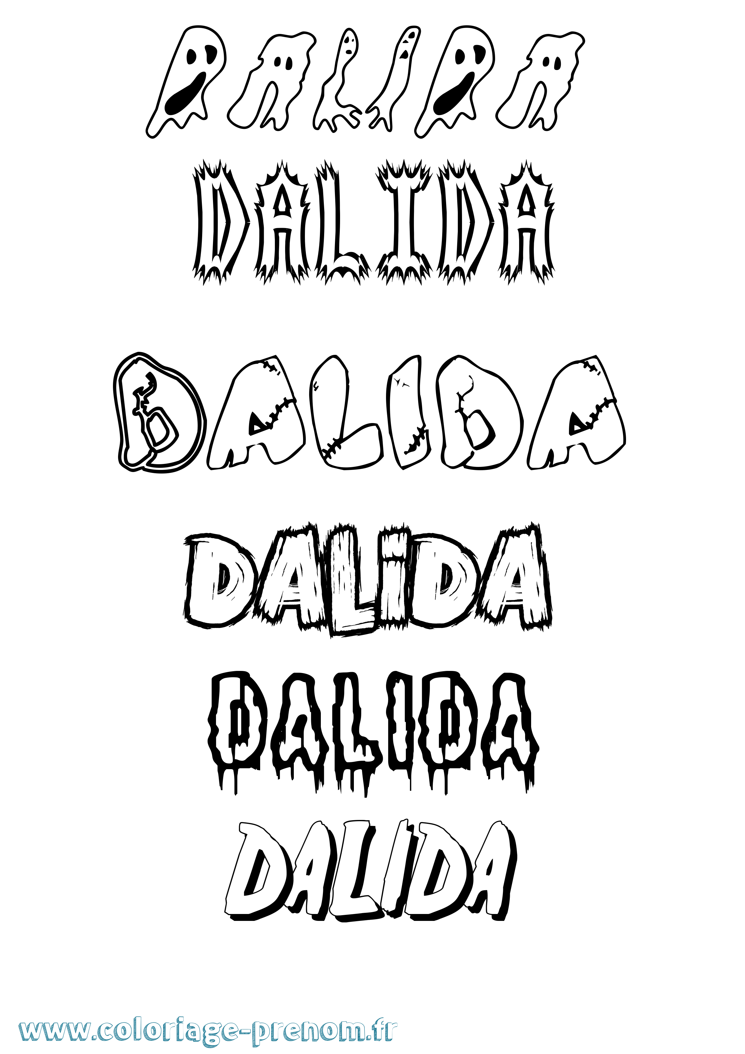 Coloriage prénom Dalida Frisson