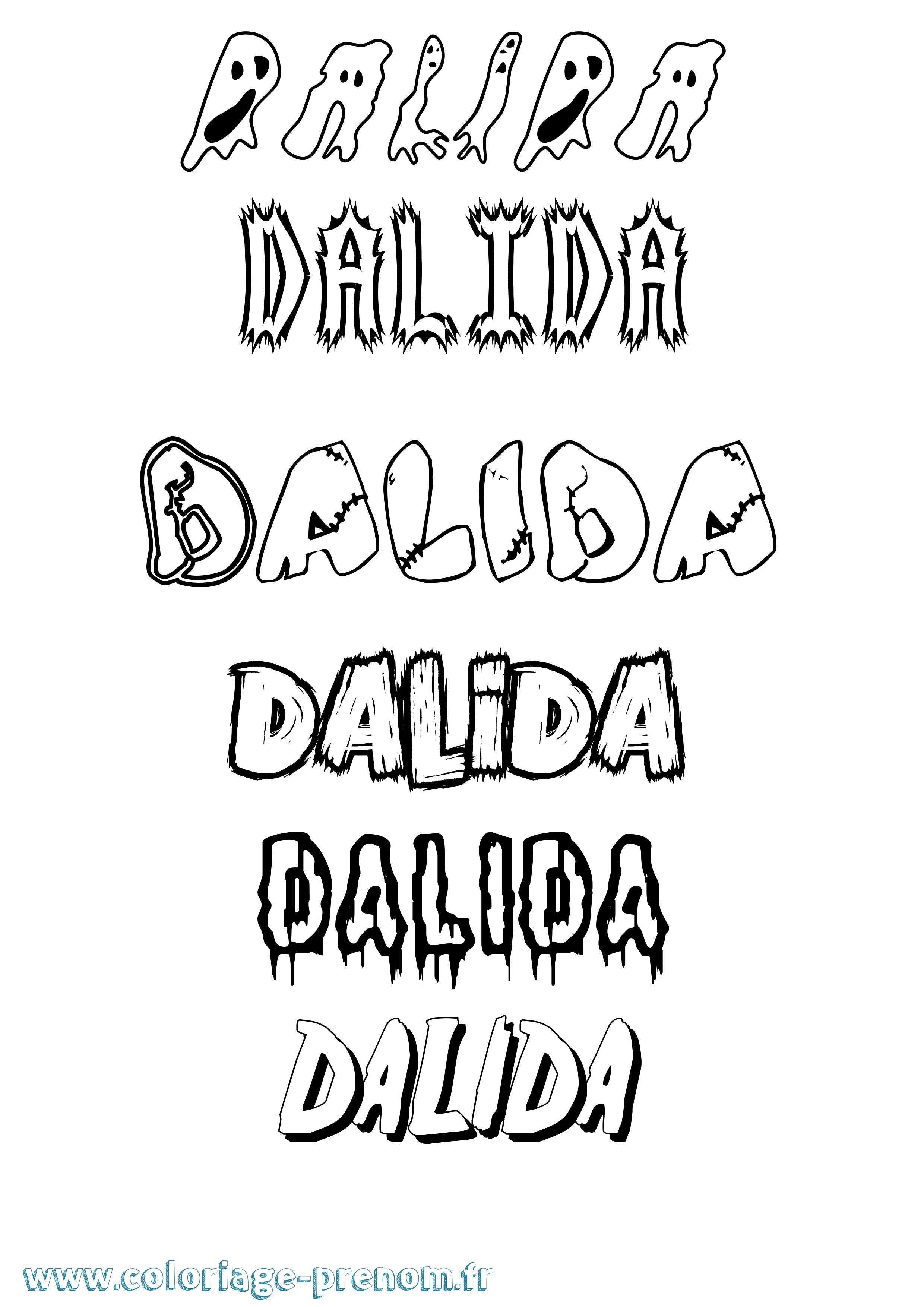 Coloriage Dalida Frisson Coloriage prénom Dalida Frisson