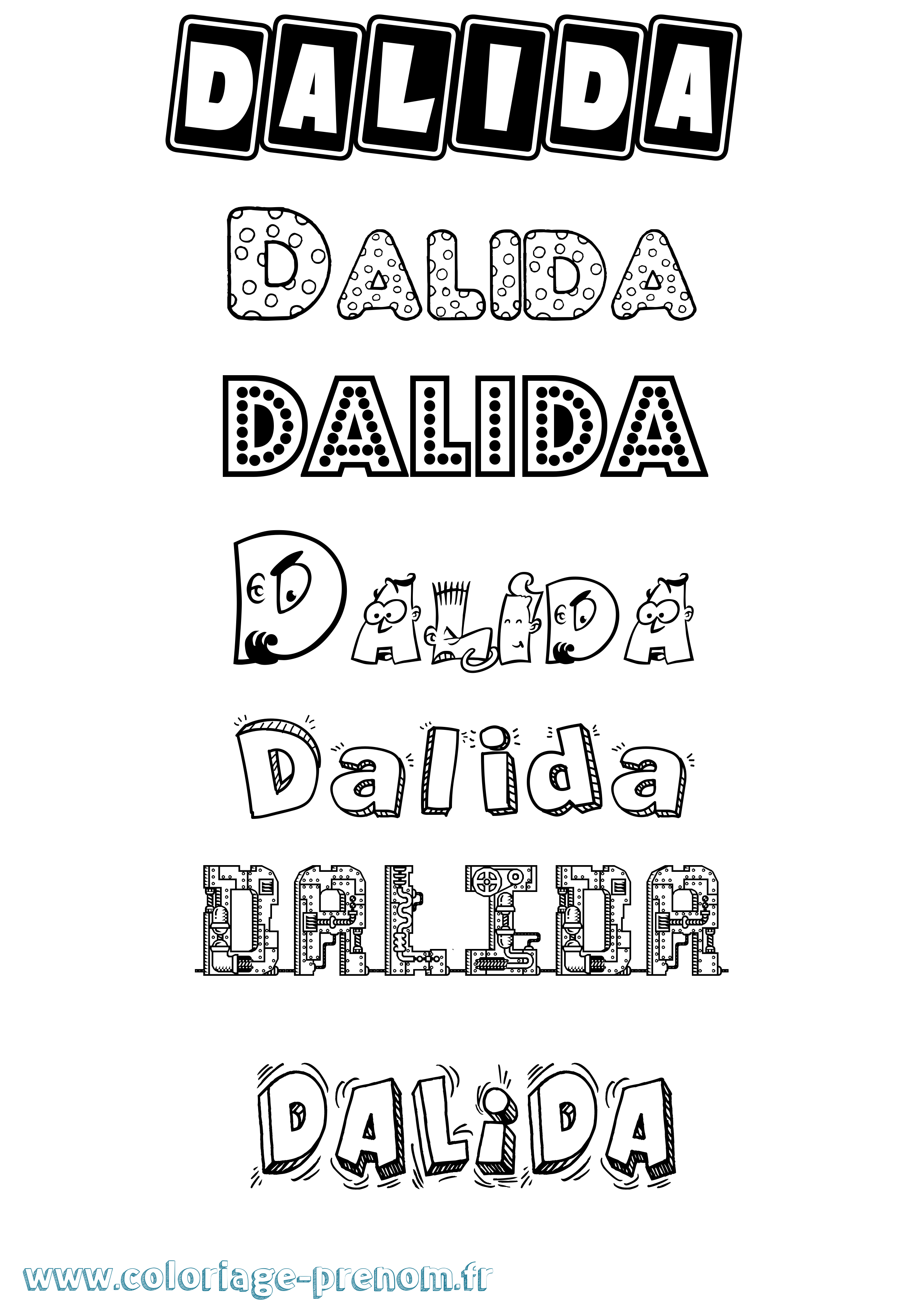 Coloriage Dalida Fun Coloriage prénom Dalida Fun