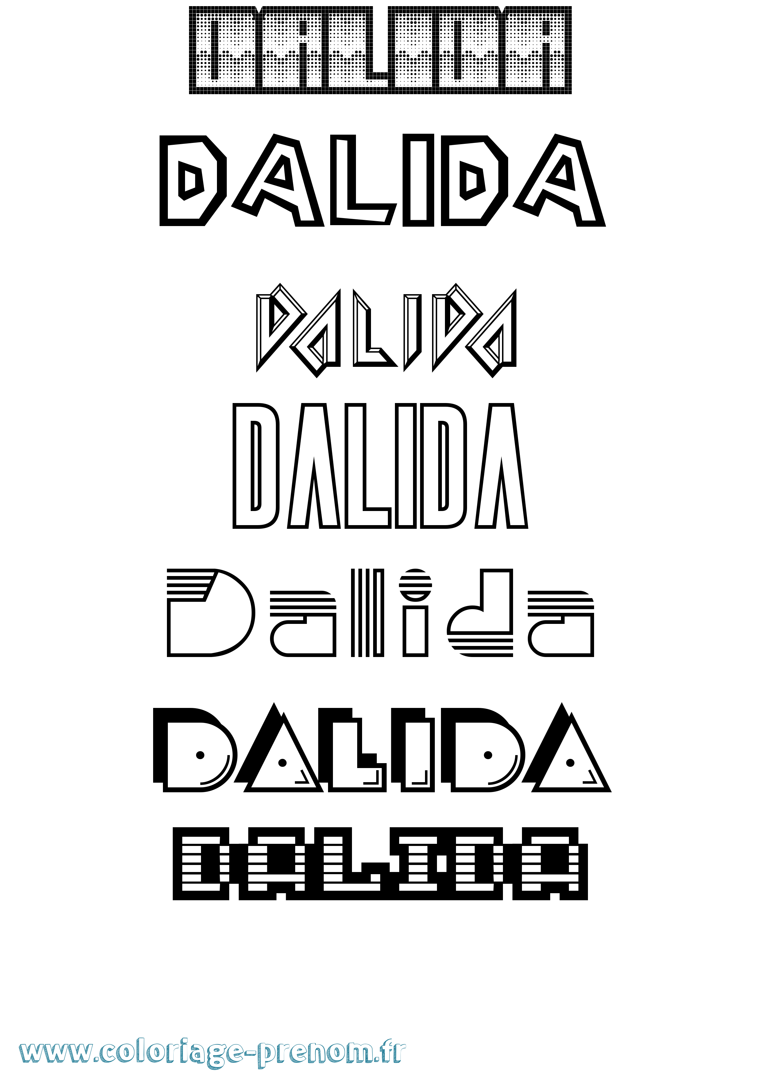 Coloriage prénom Dalida Jeux Vidéos