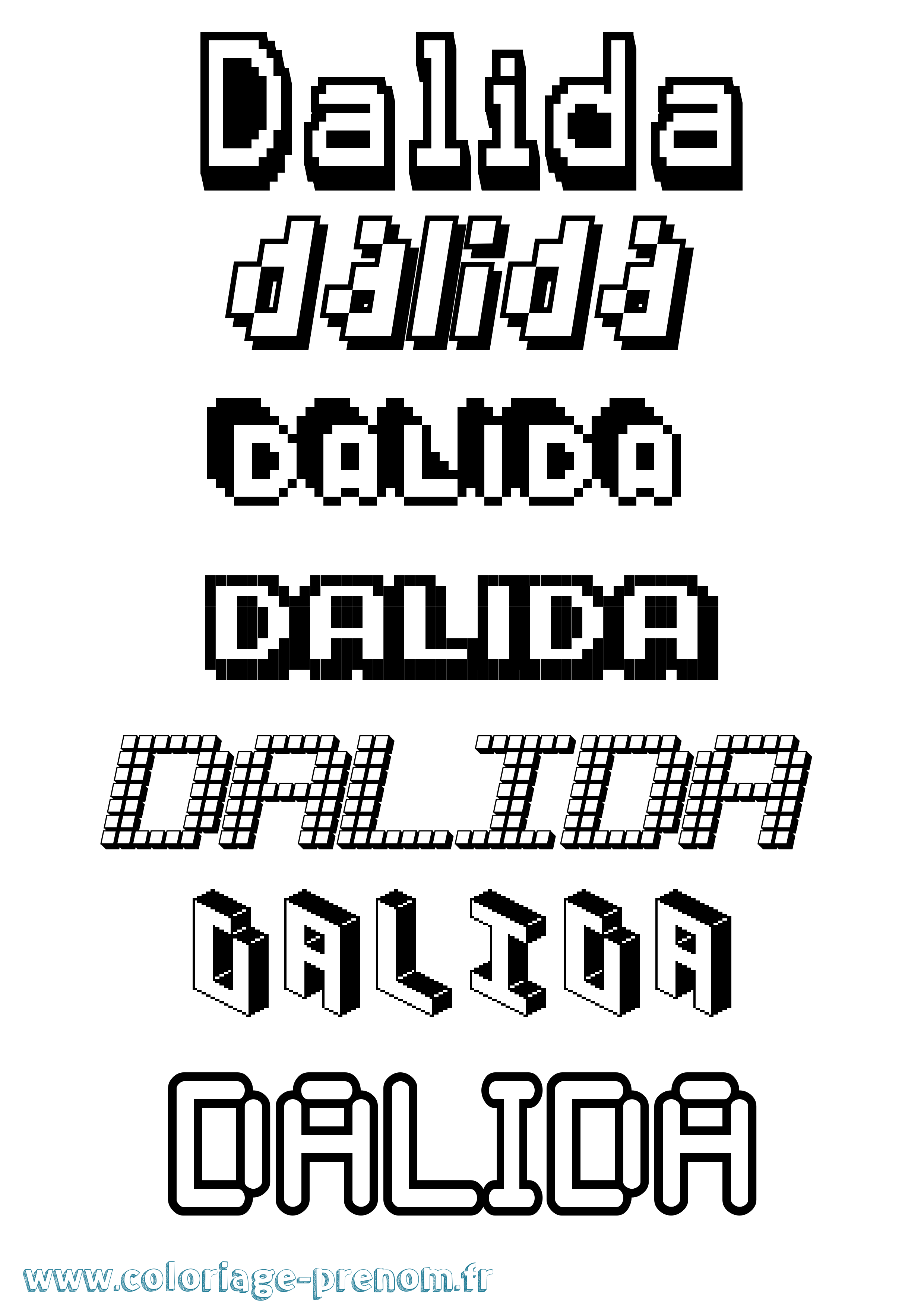 Coloriage Dalida Pixel Coloriage prénom Dalida Pixel