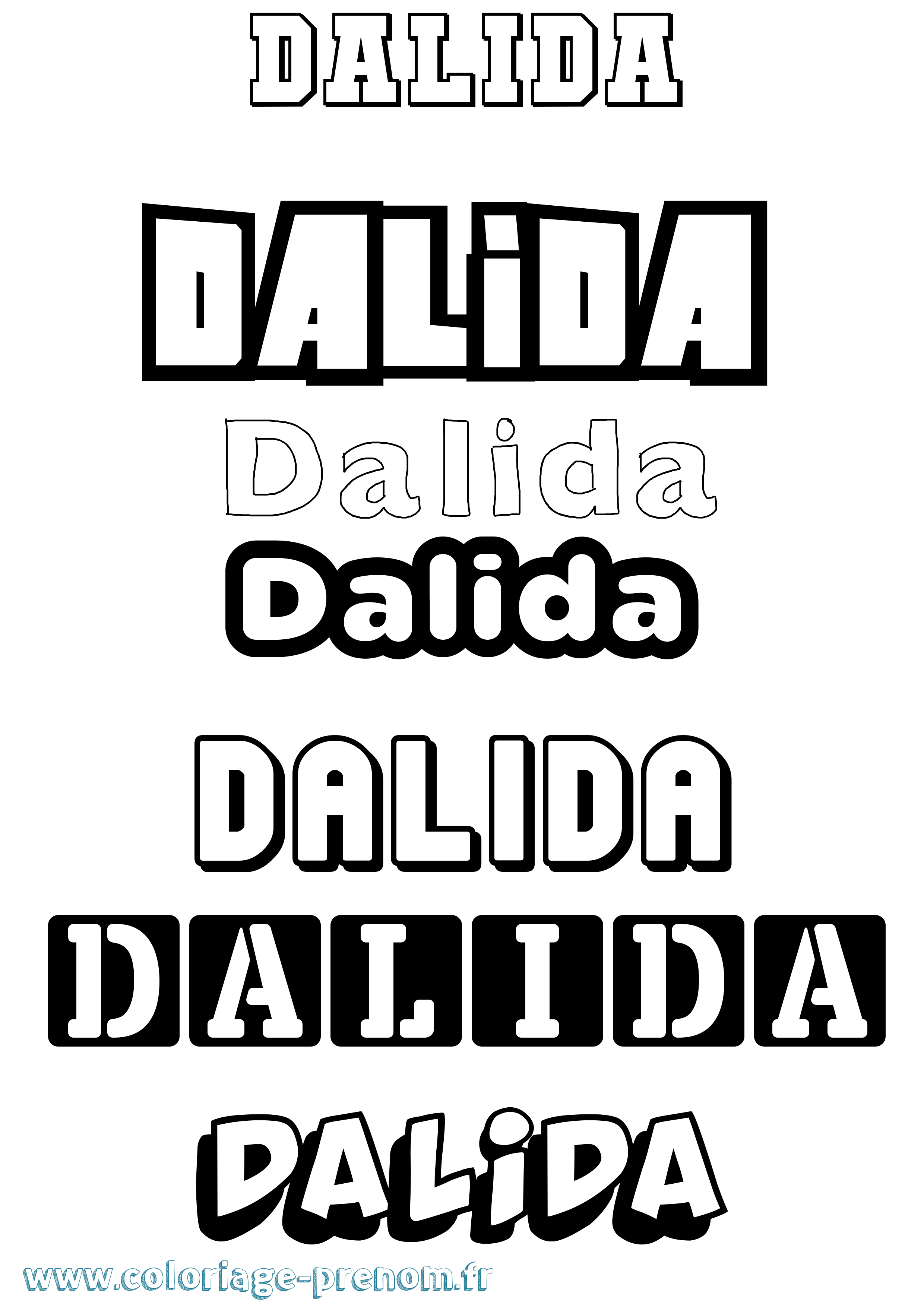Coloriage Dalida Simple Coloriage prénom Dalida Simple