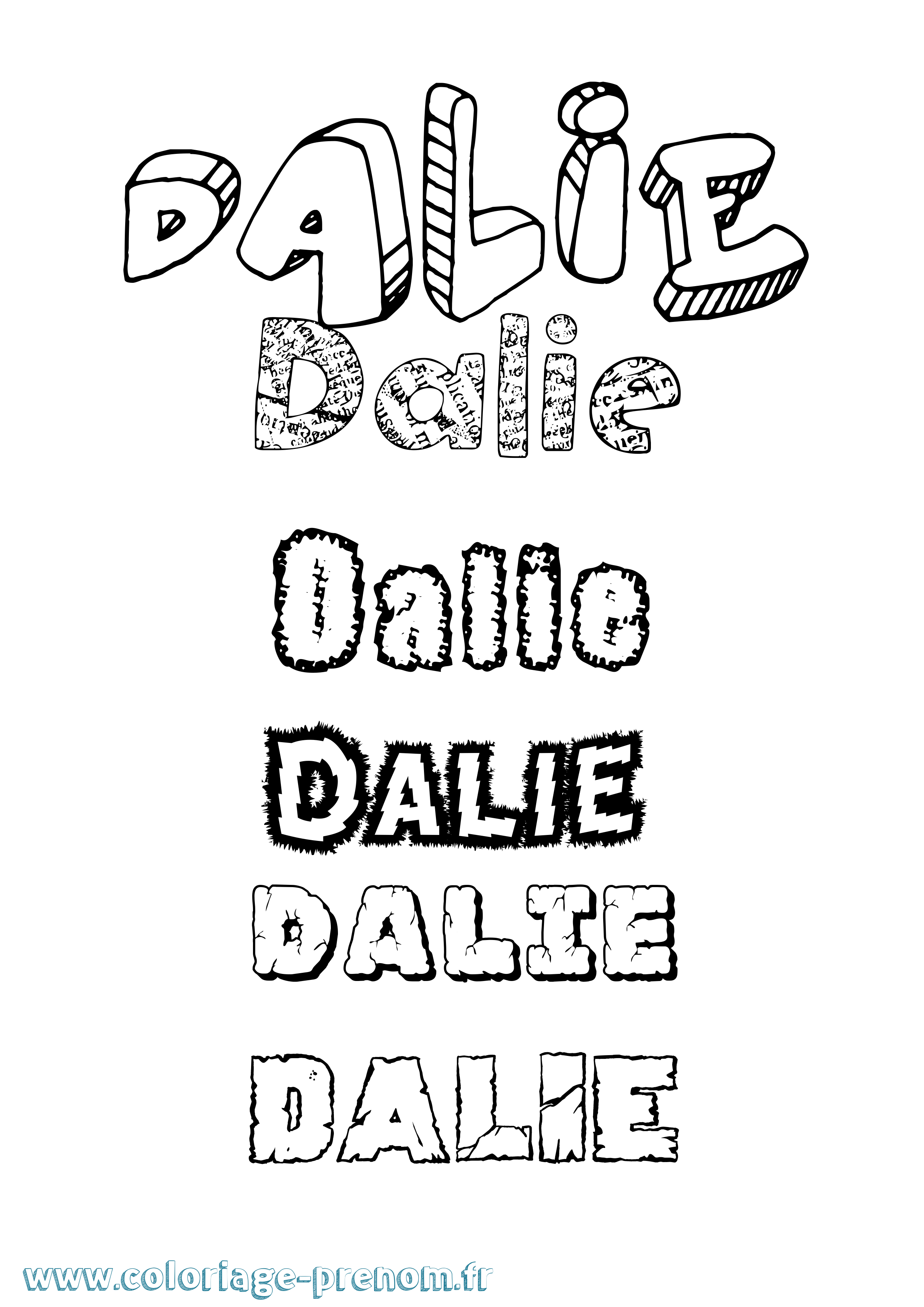 Coloriage Dalie Destructuré Coloriage prénom Dalie Destructuré