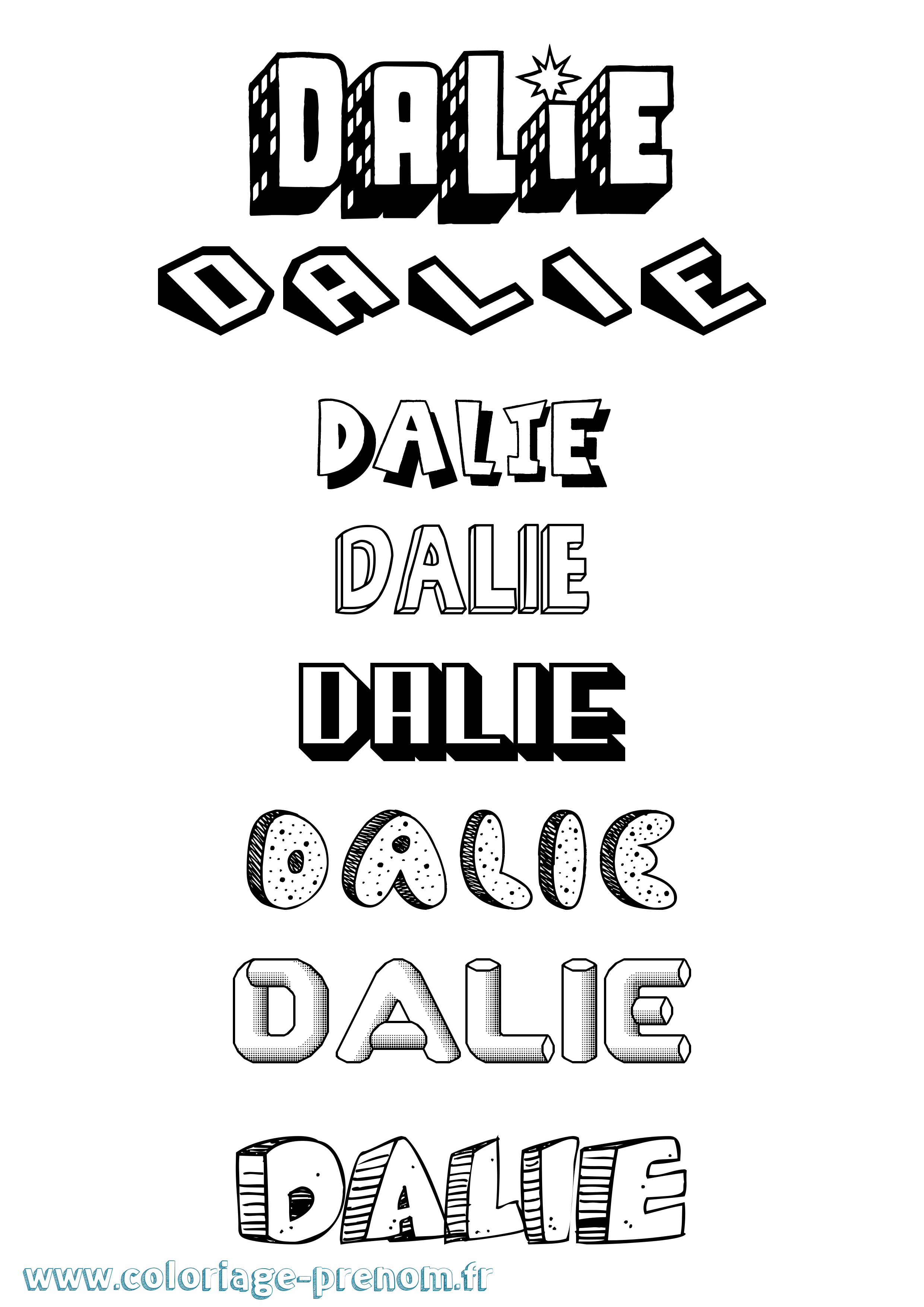 Coloriage Dalie Effet 3D Coloriage prénom Dalie Effet 3D