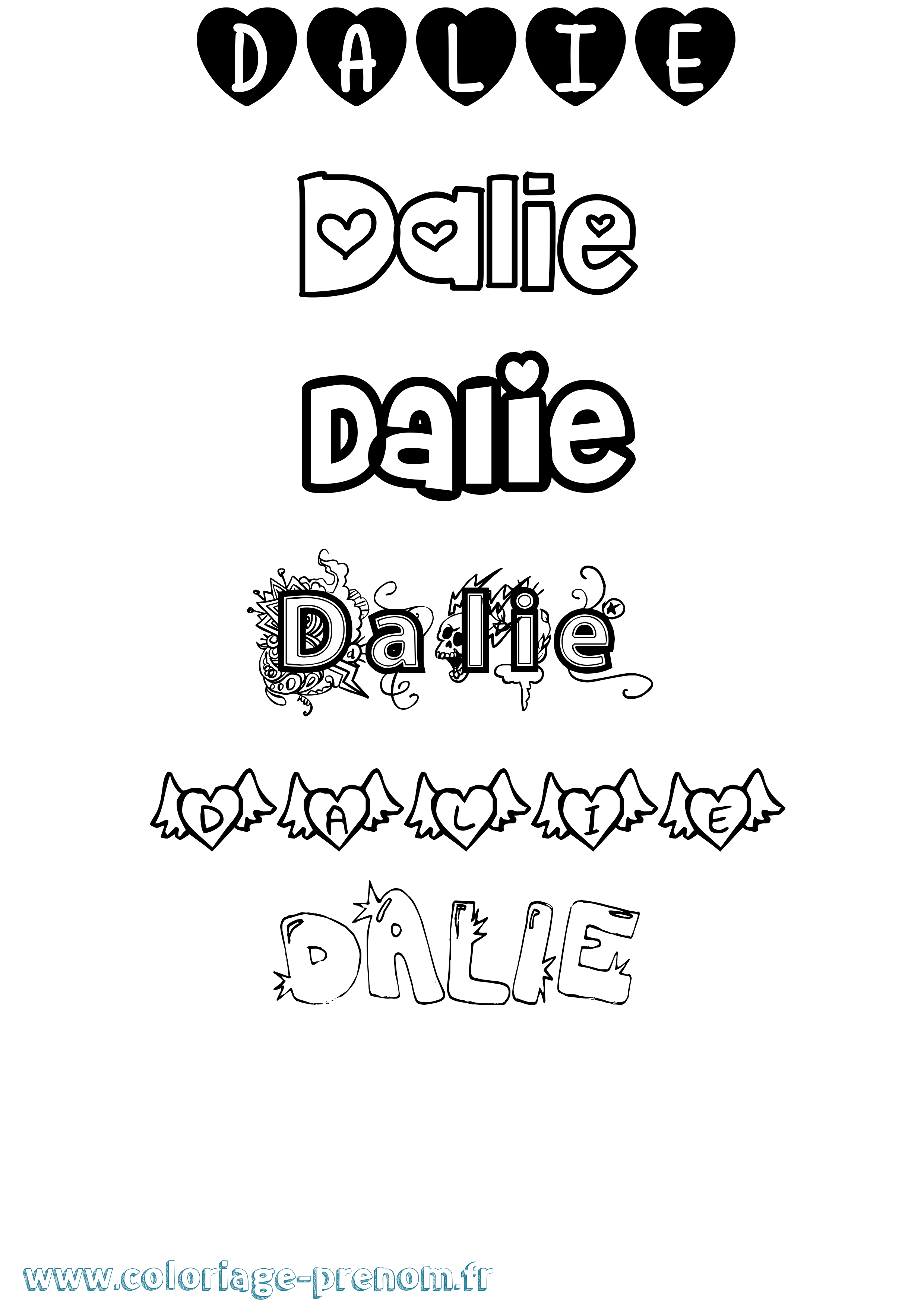 Coloriage Dalie Girly Coloriage prénom Dalie Girly