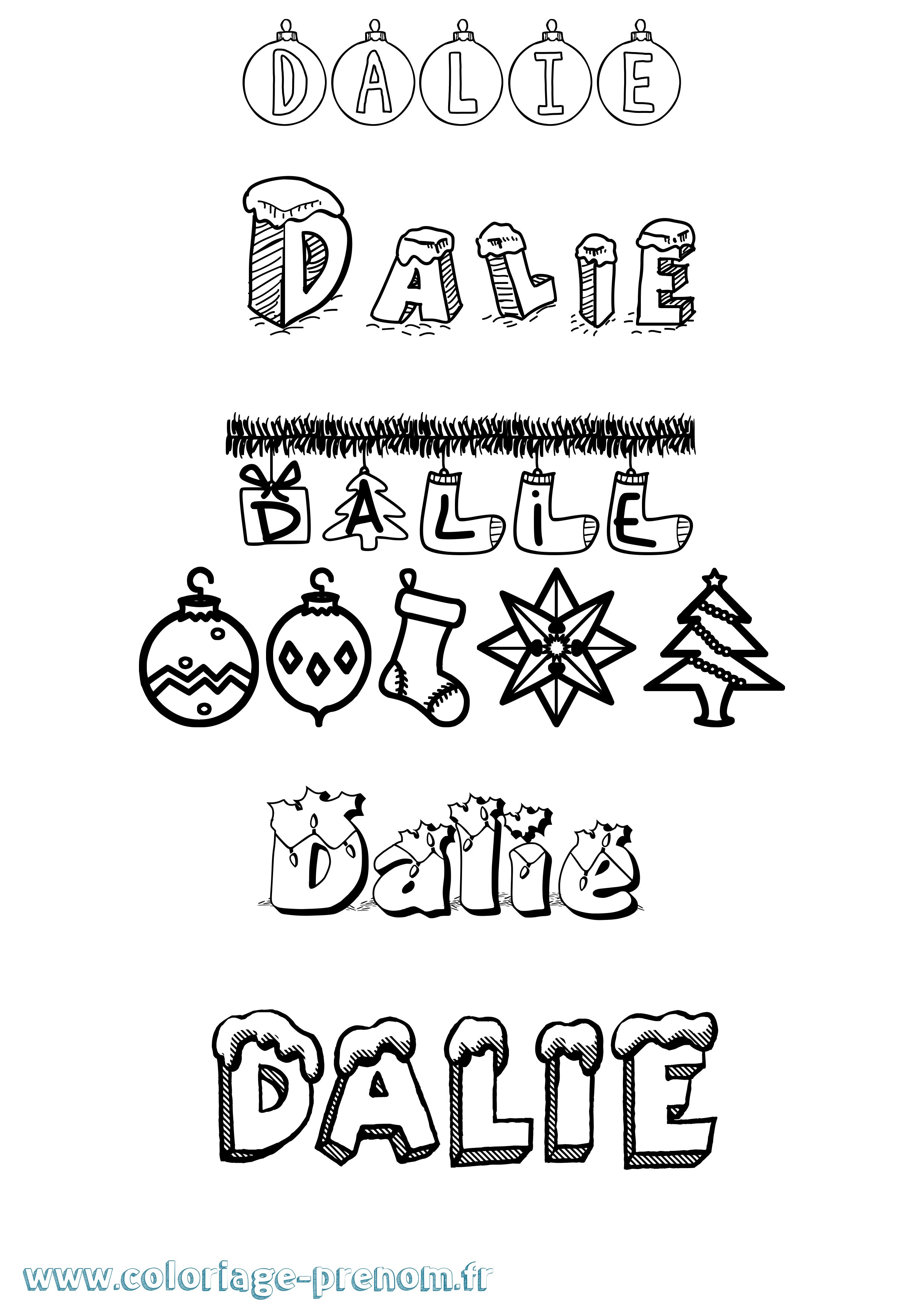 Coloriage Dalie Noël Coloriage prénom Dalie Noël